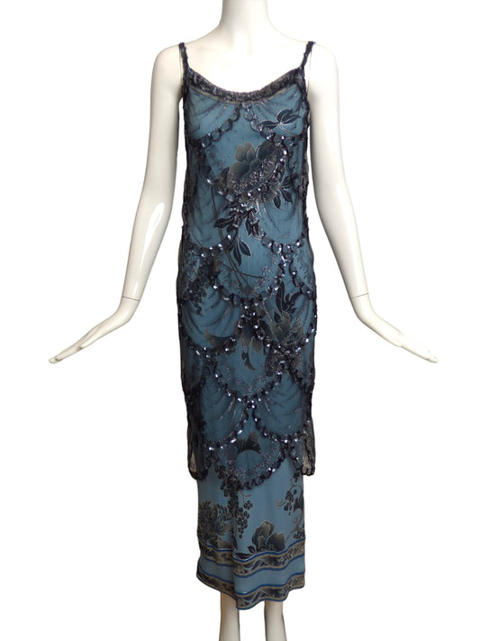LEONARD- AS IS 1998 Sequin Lace & Silk Gown, Size 2