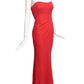 OSCAR DE LA RENTA- 2012 Red Silk Crepe Evening Gown, Size 10