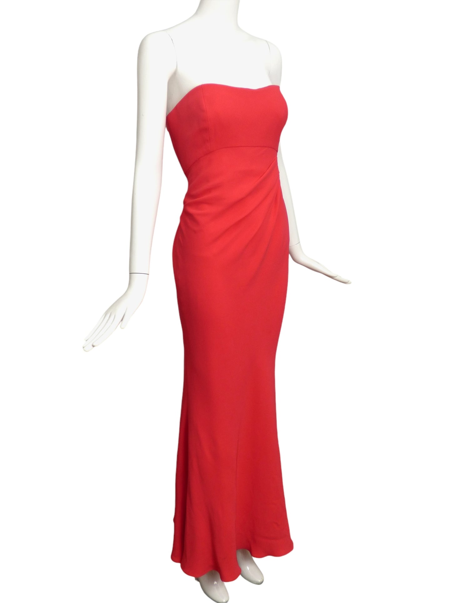 OSCAR DE LA RENTA- 2012 Red Silk Crepe Evening Gown, Size 10