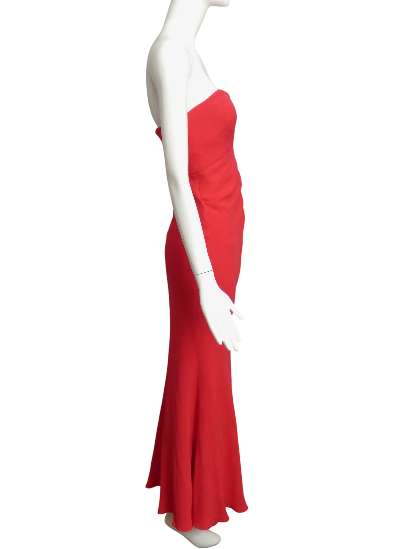 OSCAR DE LA RENTA- 2012 Red Silk Crepe Evening Gown, Size 10