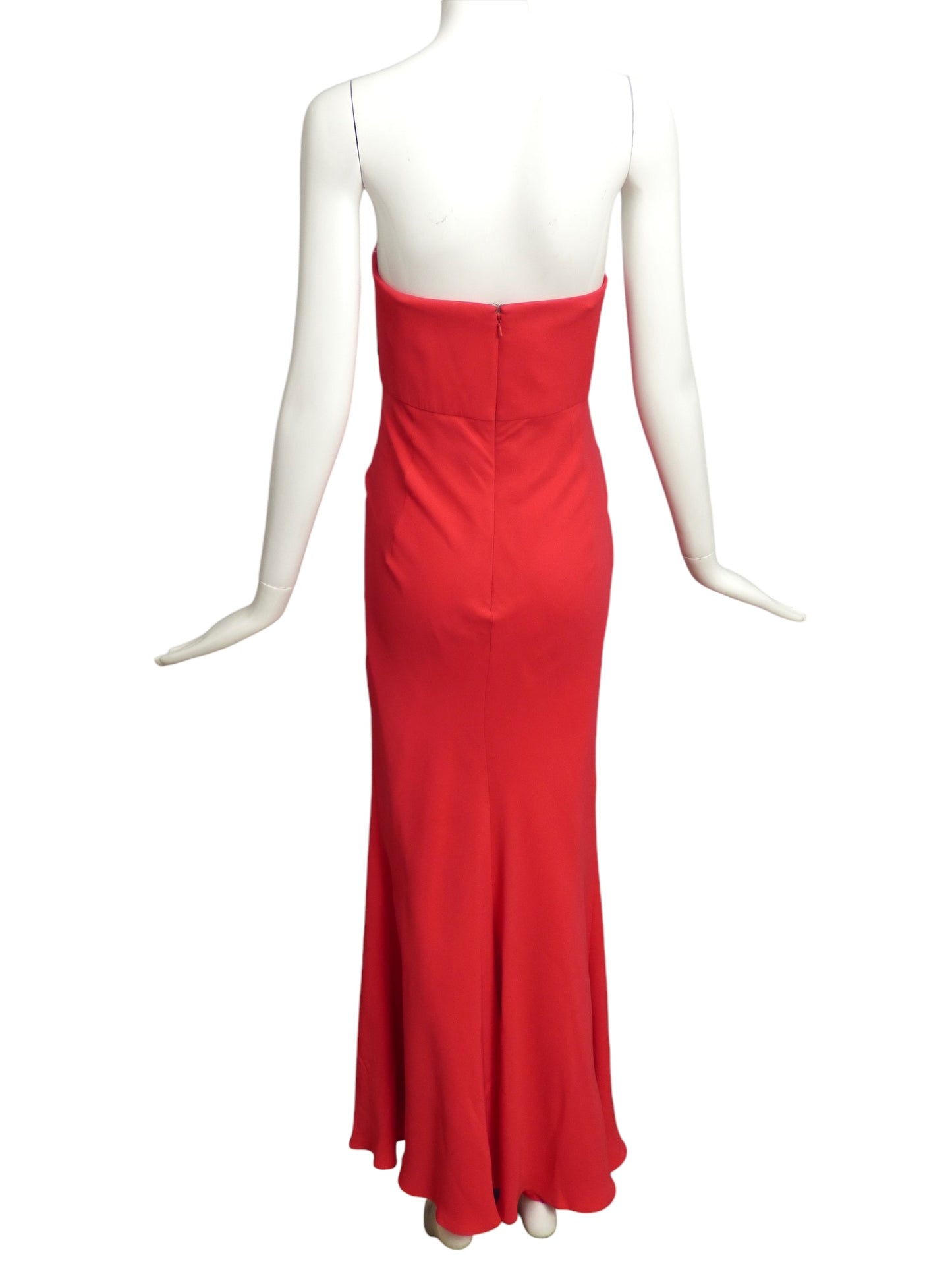 OSCAR DE LA RENTA- 2012 Red Silk Crepe Evening Gown, Size 10