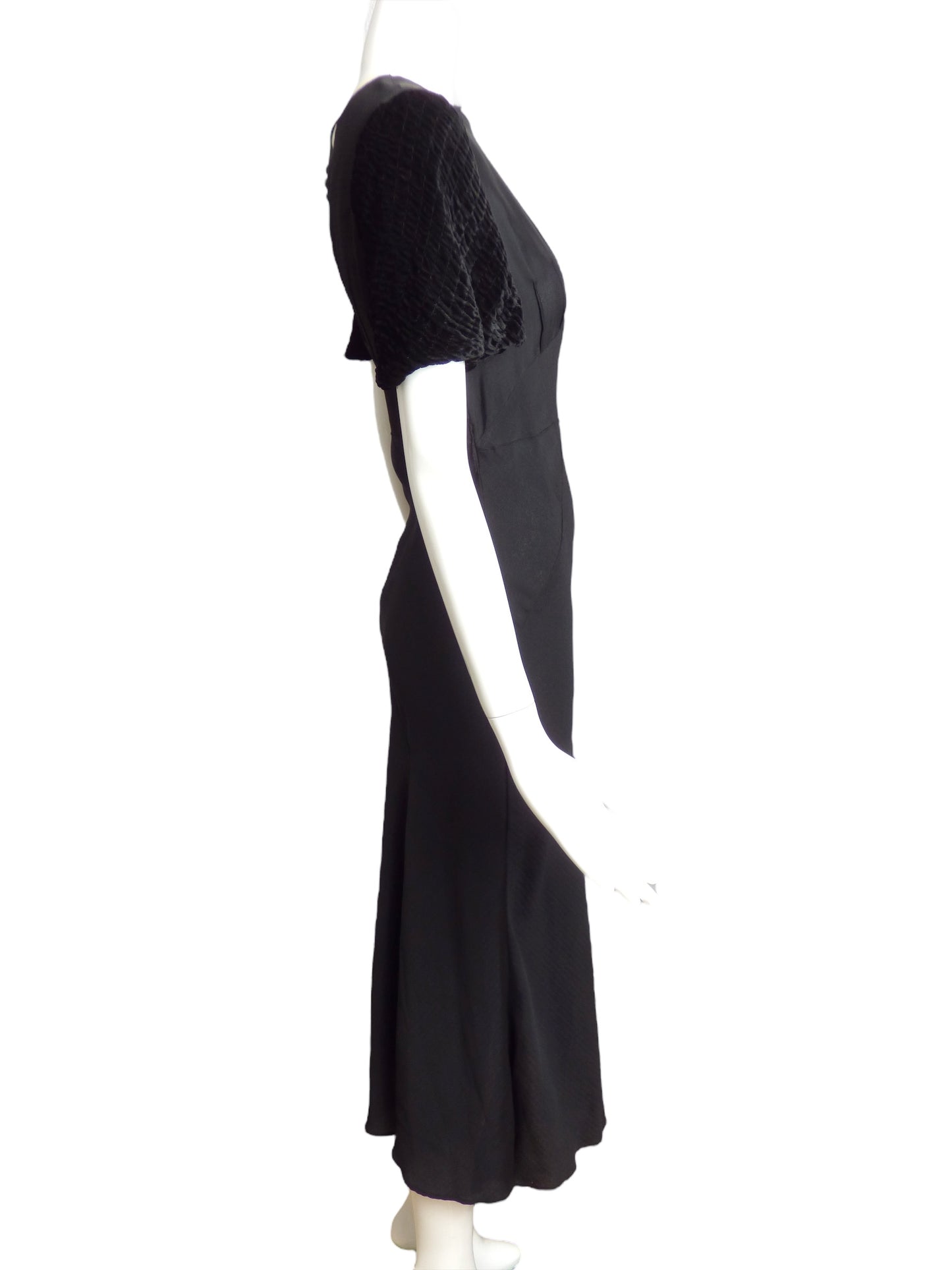 1930s Black Silk Bias Cut Gown, Size 4