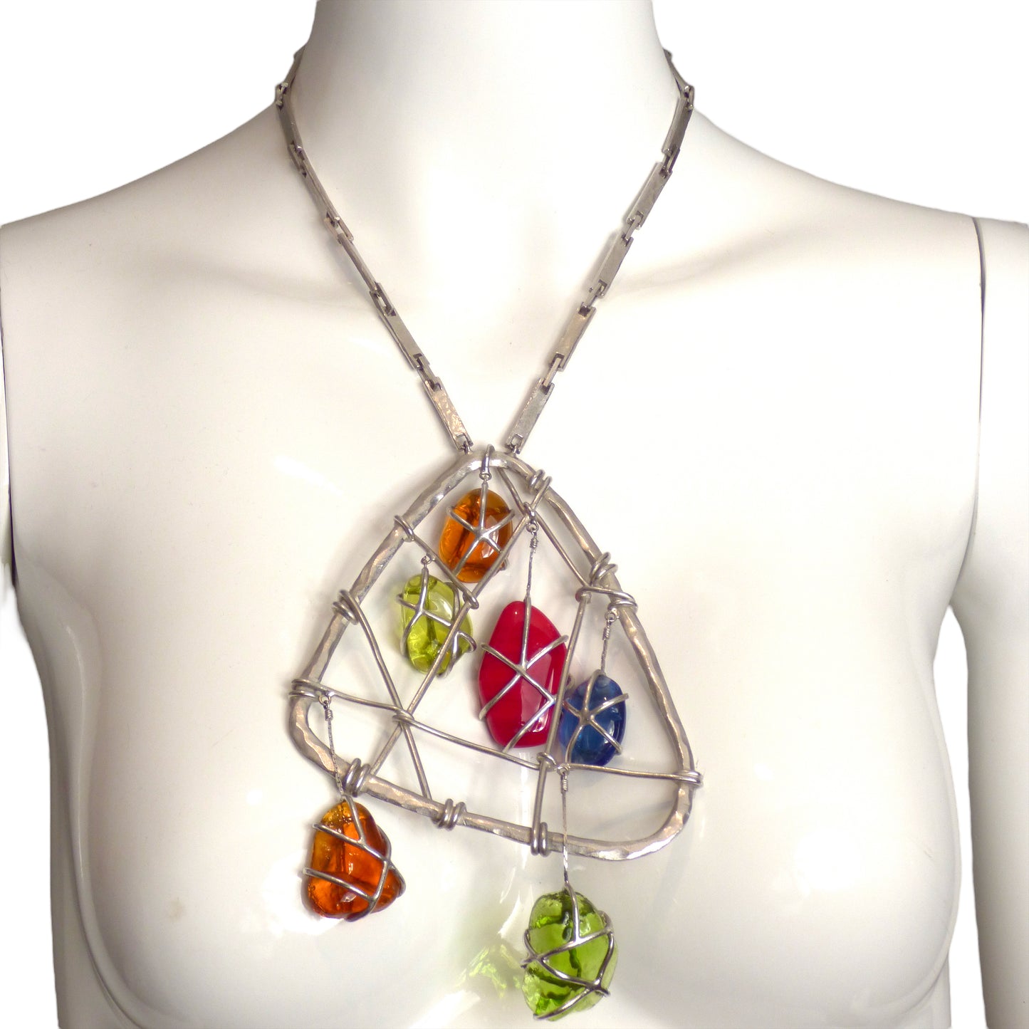 JEAN PAUL GAULTIER-2002 Glass Stone & Dreamcatcher Necklace & Earrings