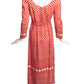 VICTOR COSTA-1970s Red & White Maxi Dress, Size-4