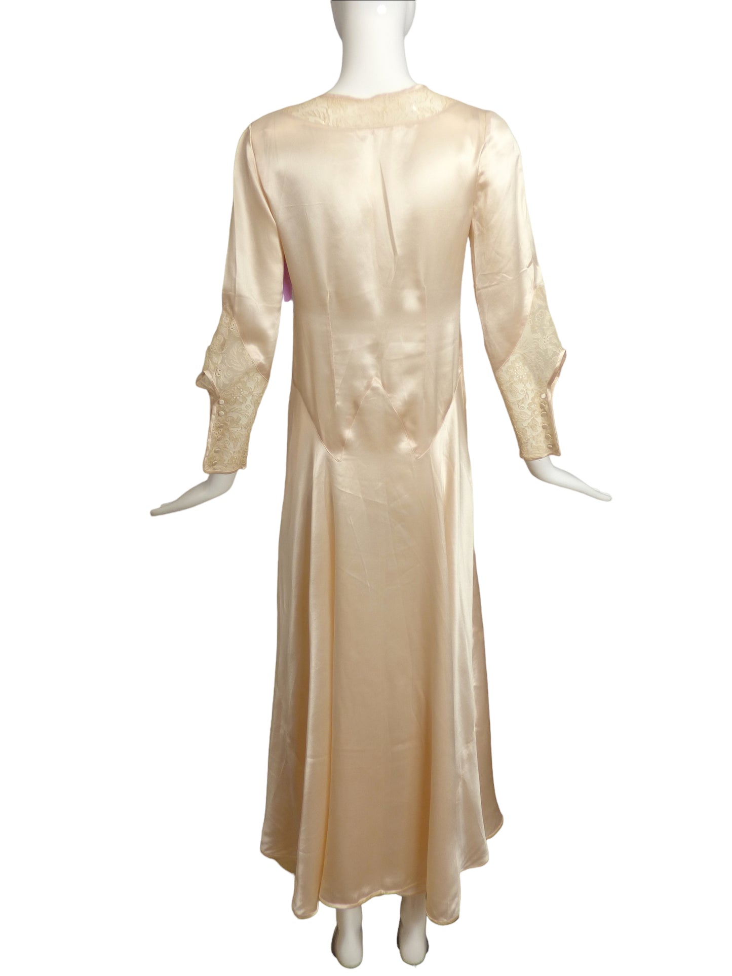 1920s Ivory Silk & Lace Wedding Dress, Size-4