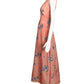 1940s Pink Floral Silk Evening Dress, Size-4