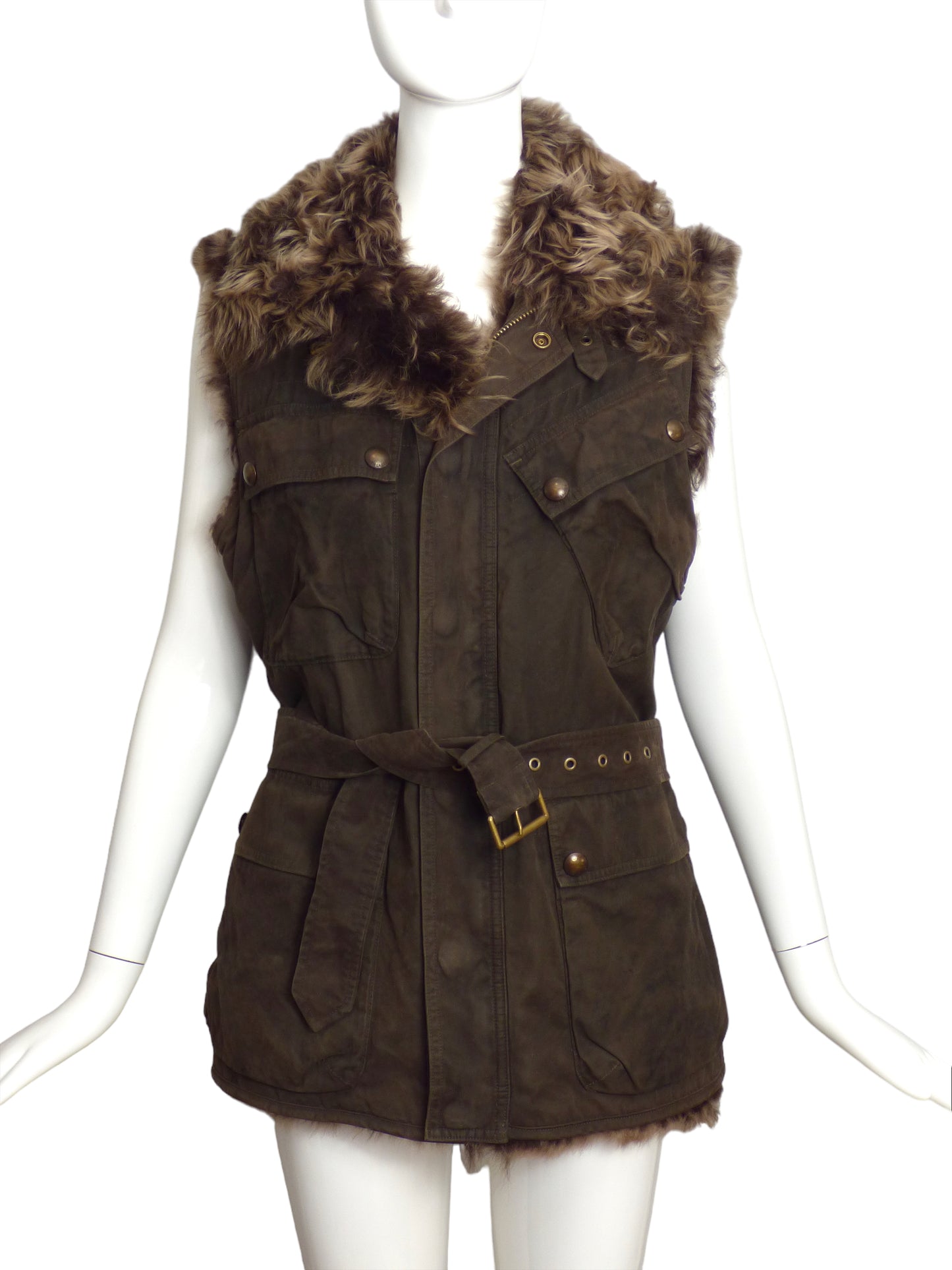 RALPH LAUREN- Cotton & Fur Vest, Size 8