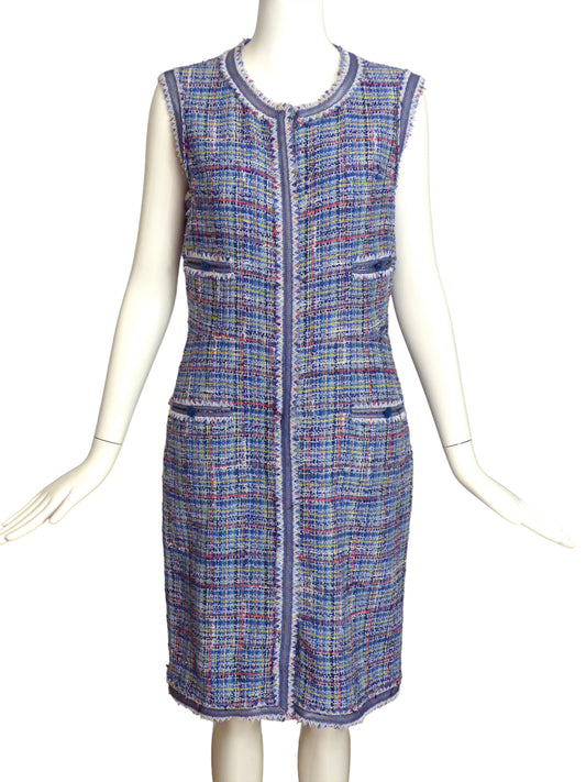 CHANEL- 2009 Cotton Tweed & Lace Dress, Size-10