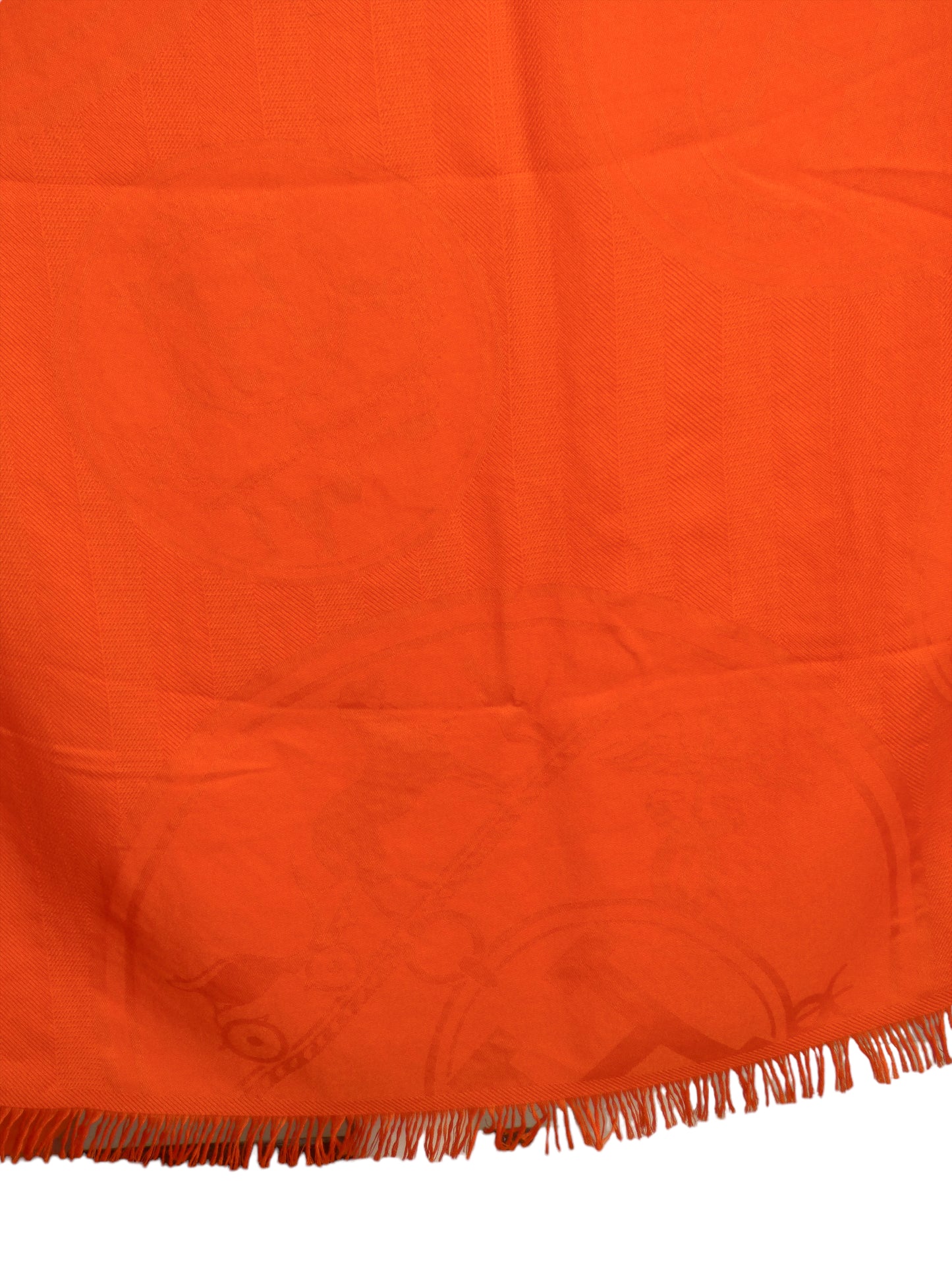 HERMES- Orange SIlk & Cashmere Jacquard Confettis d'Ex-Libris Stole