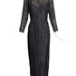 MR BLACKWELL- 1960s Black Voided Velvet Gown, Size-6