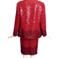 OSCAR DE LA RENTA- 2008 Red Sequin Cocktail Suit, Size-10