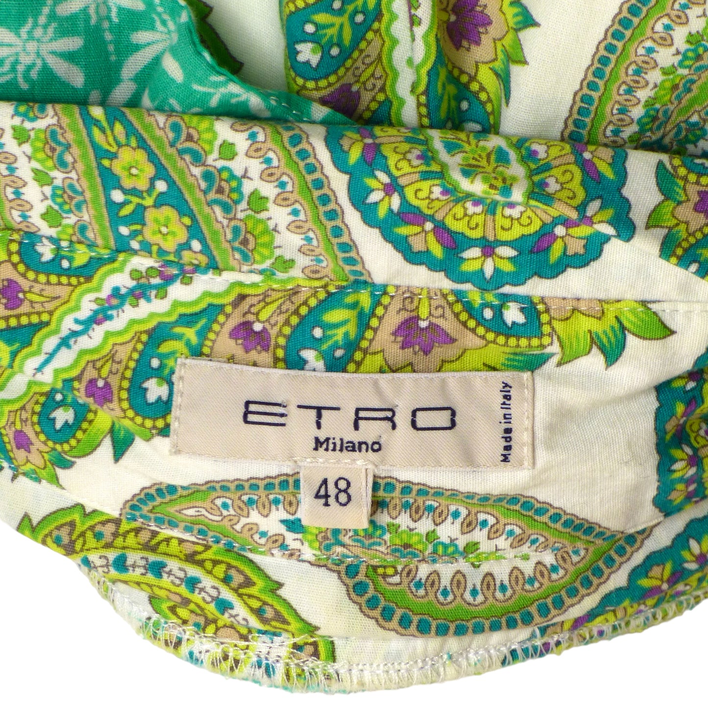 ETRO- Multi Color Cotton Ruffle Blouse, Size 14
