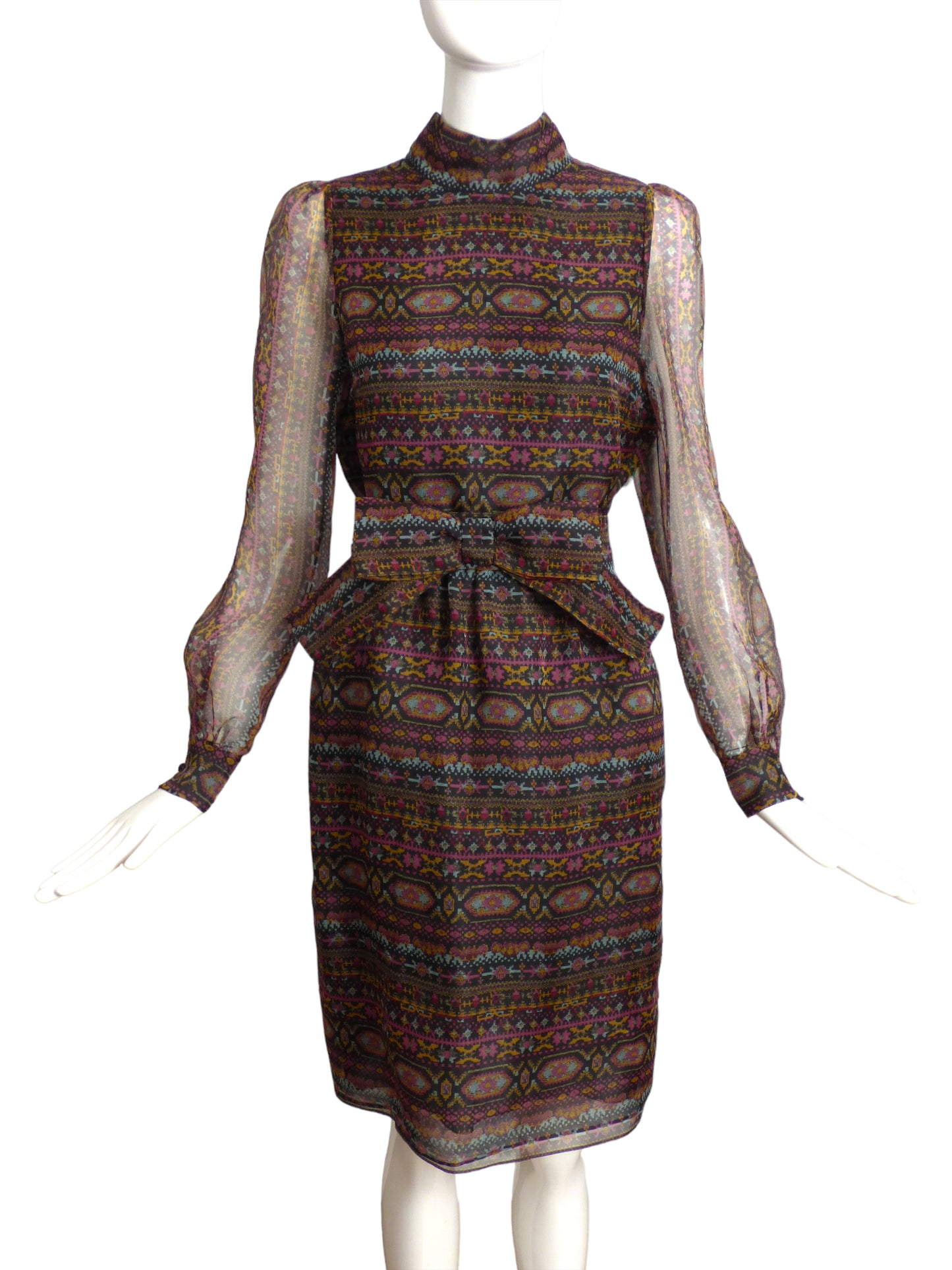 VALENTINO- Silk Organza Print Dress, Size-10