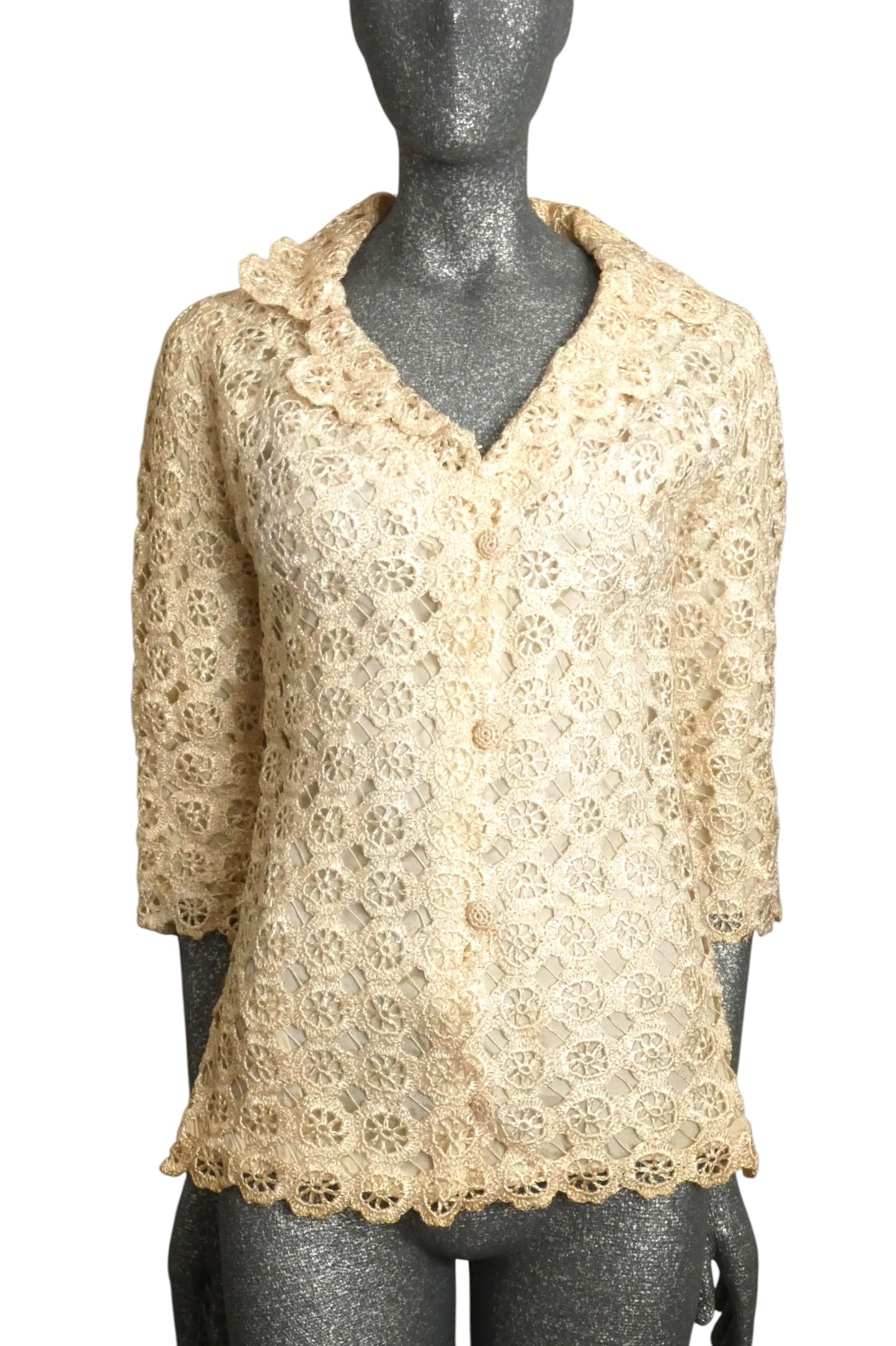 ANNA GIOVANNOZZI - 1960s Ivory Raffia Woven Jacket, Size-2