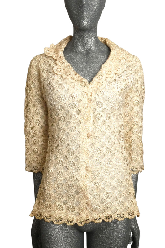 ANNA GIOVANNOZZI - 1960s Ivory Raffia Woven Jacket, Size-2
