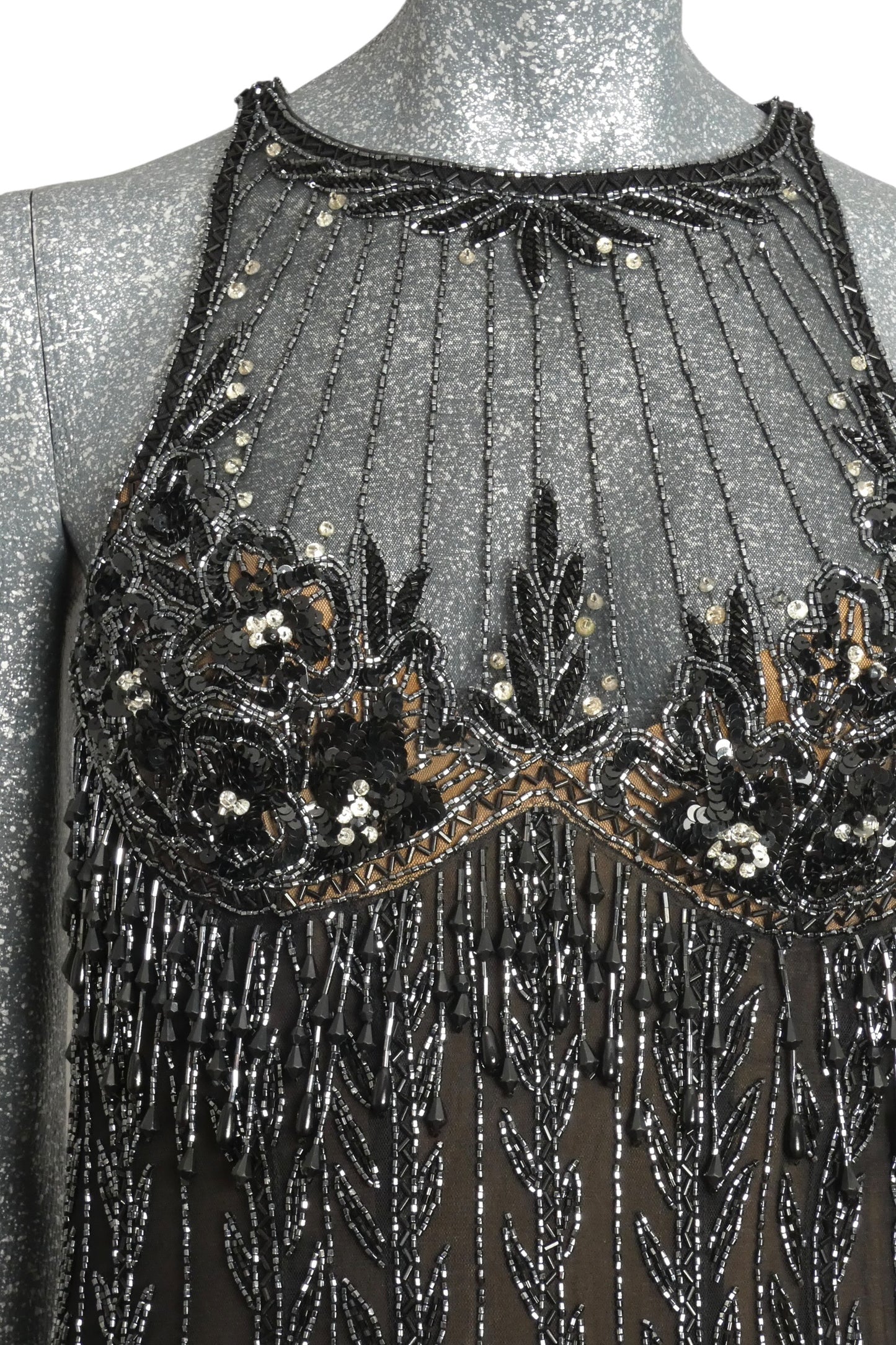1990s Beaded Mesh Cocktail Dress, Size 6