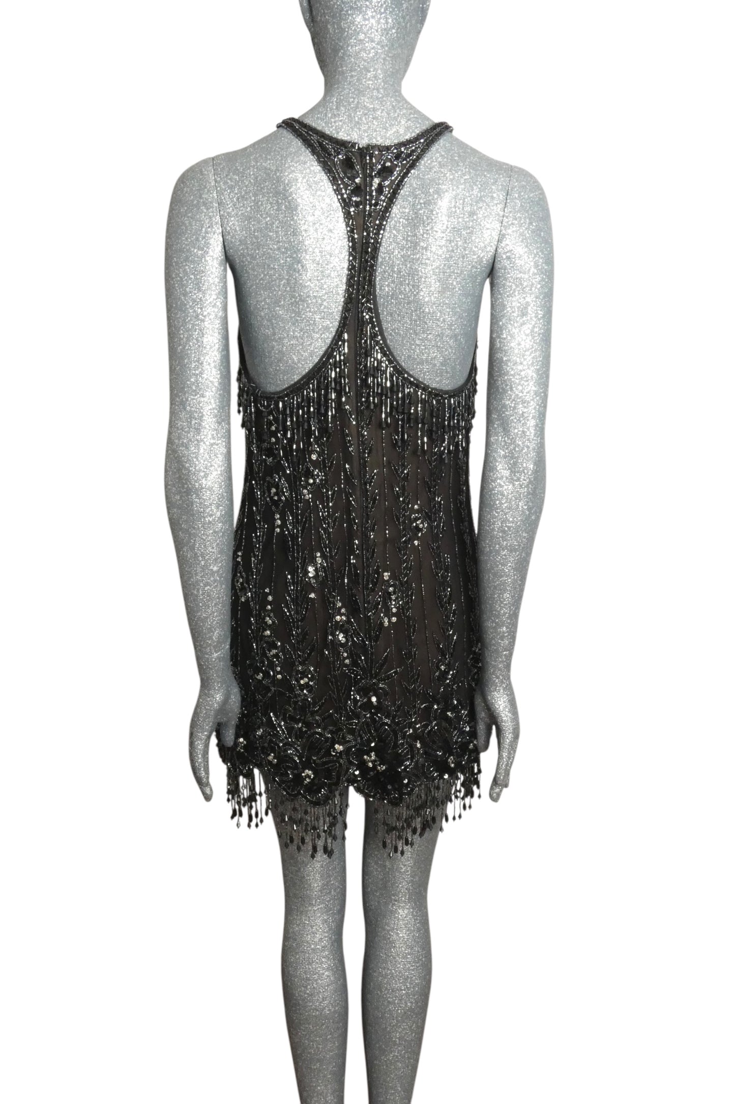 1990s Beaded Mesh Cocktail Dress, Size 6