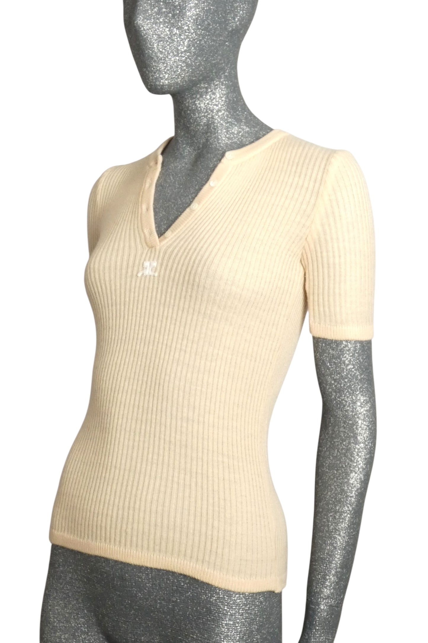 1970s Ribbed Cotton Sweater, Size 2