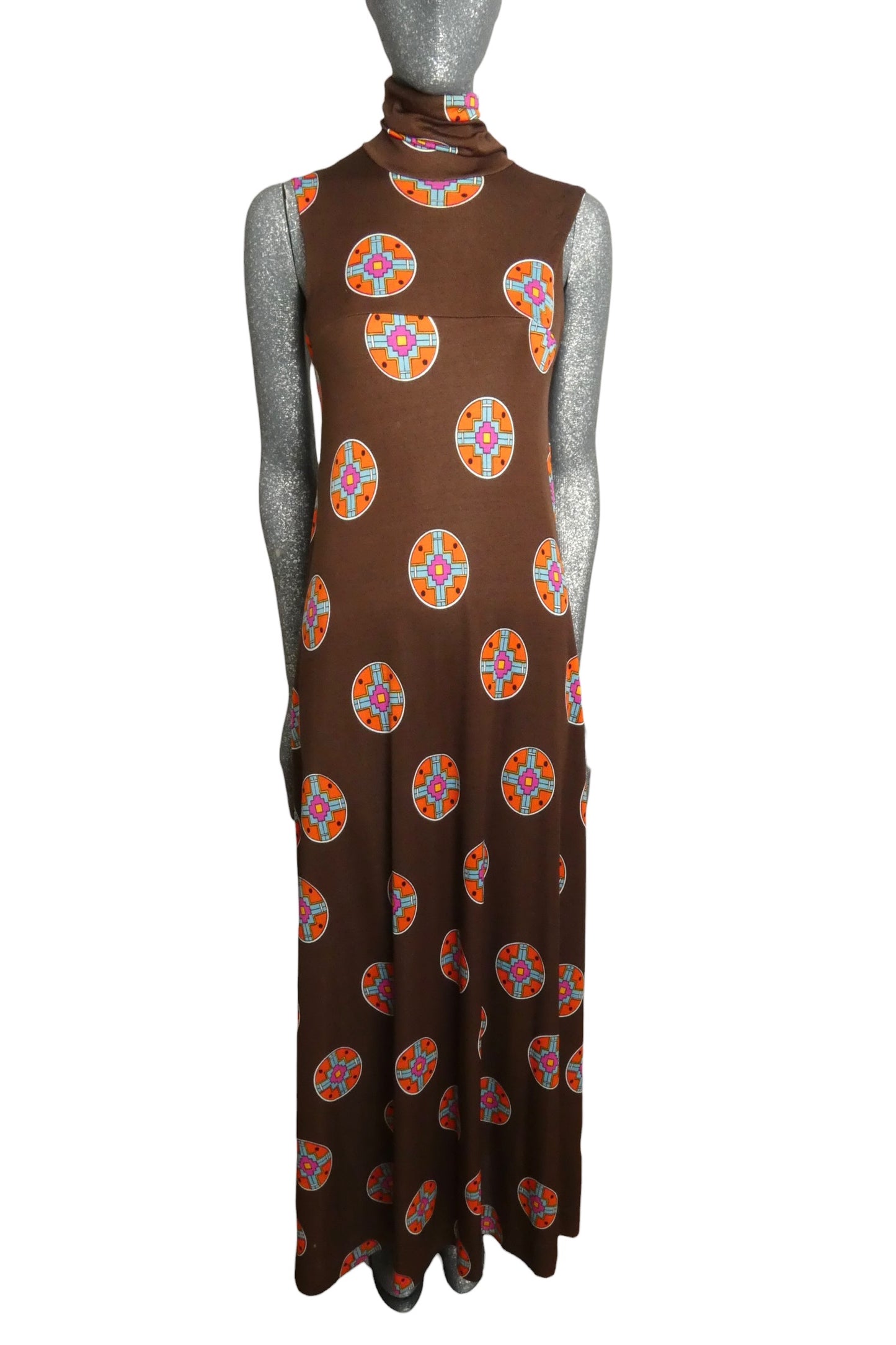 DIANE VON FURSTENBERG - 1970s Brown Knit Maxi Dress & Jacket, Size-6