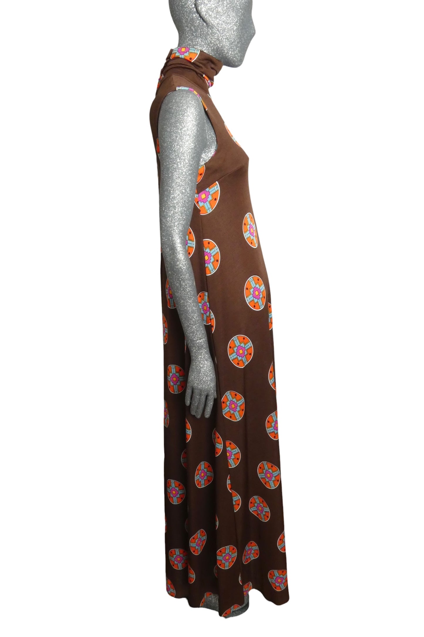 DIANE VON FURSTENBERG - 1970s Brown Knit Maxi Dress & Jacket, Size-6