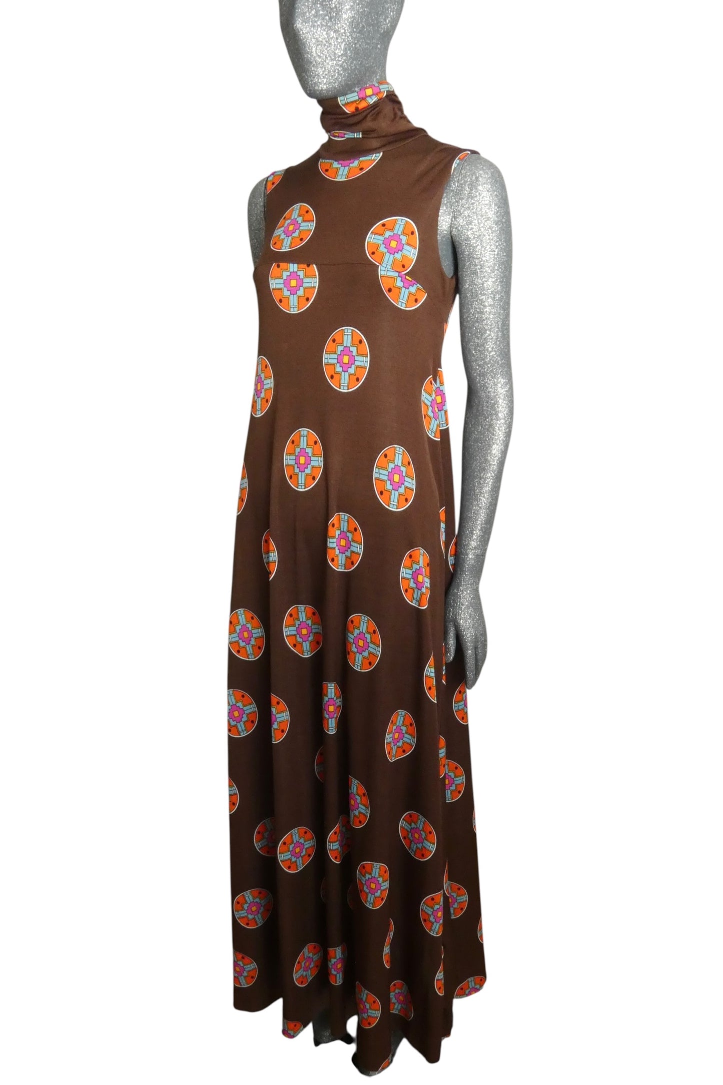 DIANE VON FURSTENBERG - 1970s Brown Knit Maxi Dress & Jacket, Size-6