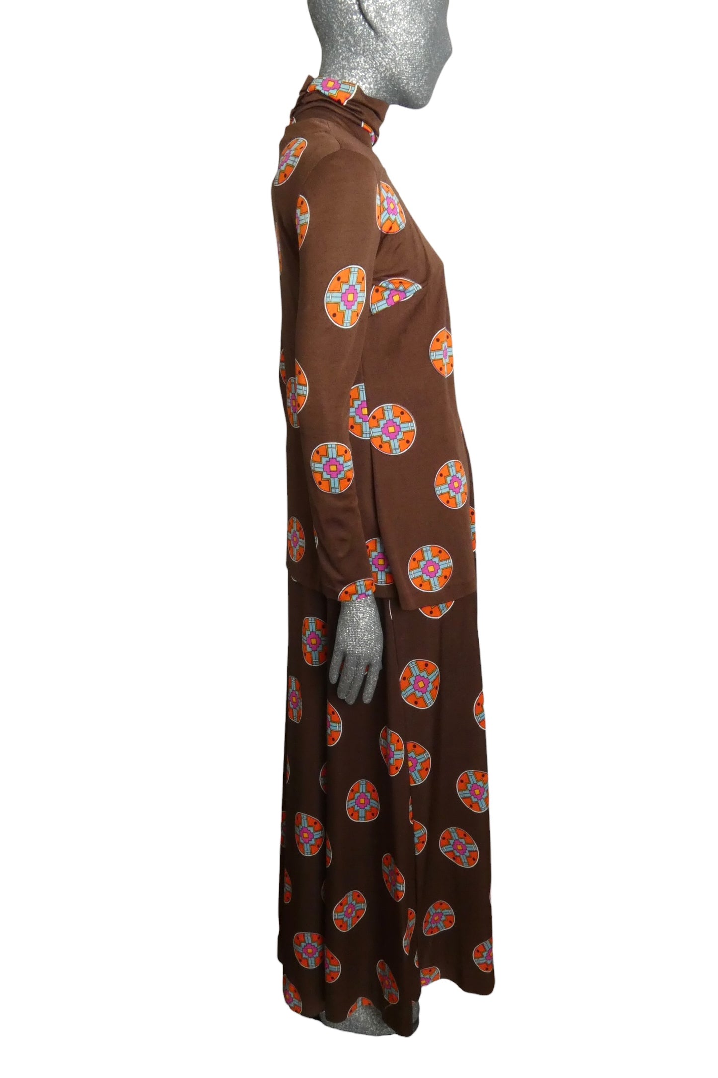 DIANE VON FURSTENBERG - 1970s Brown Knit Maxi Dress & Jacket, Size-6