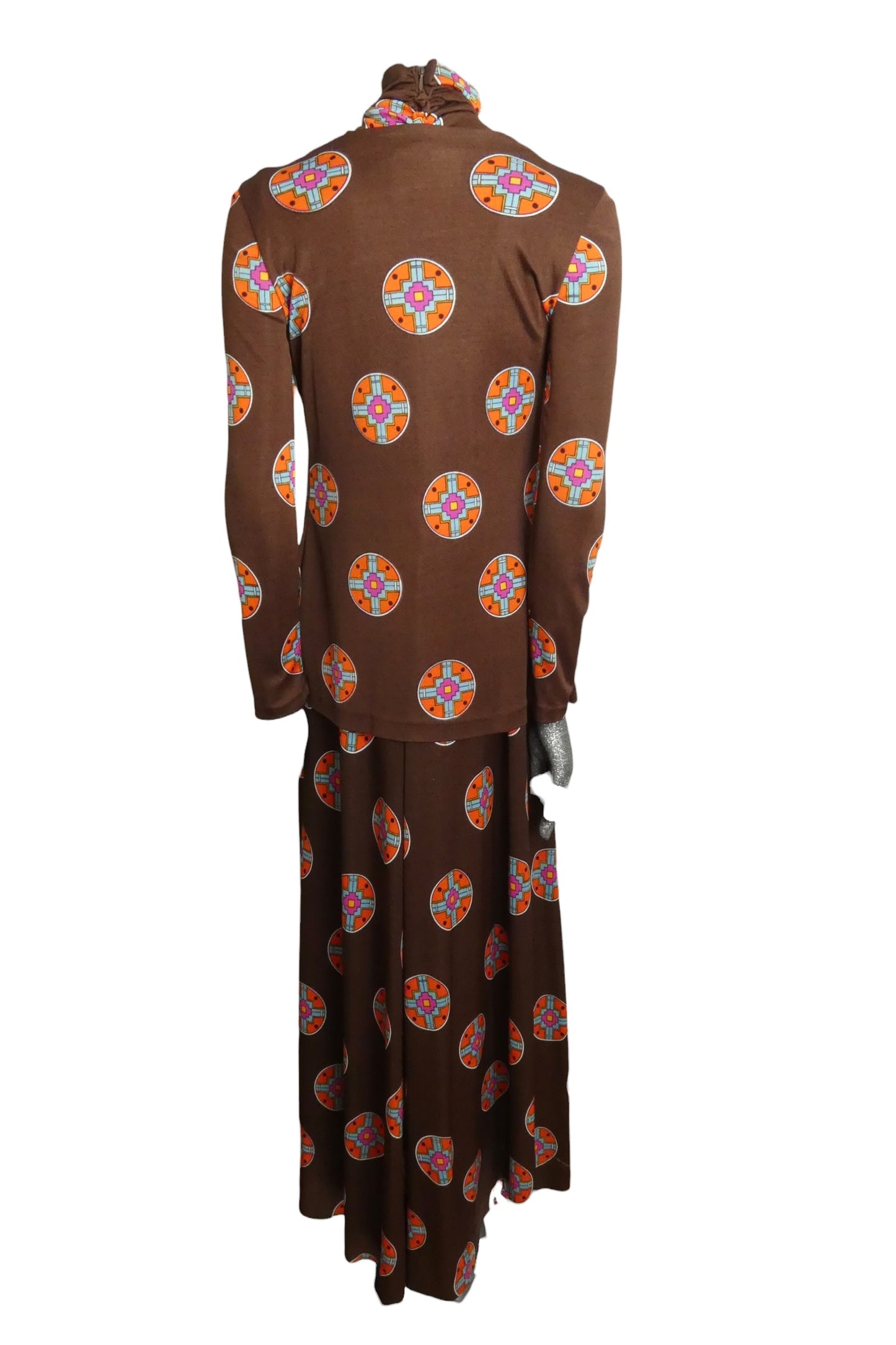 DIANE VON FURSTENBERG - 1970s Brown Knit Maxi Dress & Jacket, Size-6