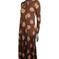 DIANE VON FURSTENBERG - 1970s Brown Knit Maxi Dress & Jacket, Size-6