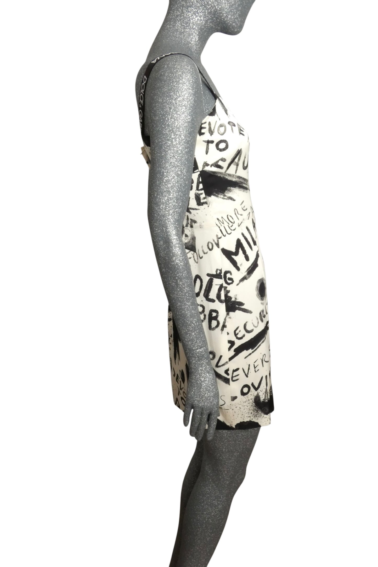 DOLCE & GABBANA - Graffiti Printed Silk Dress, Size-8