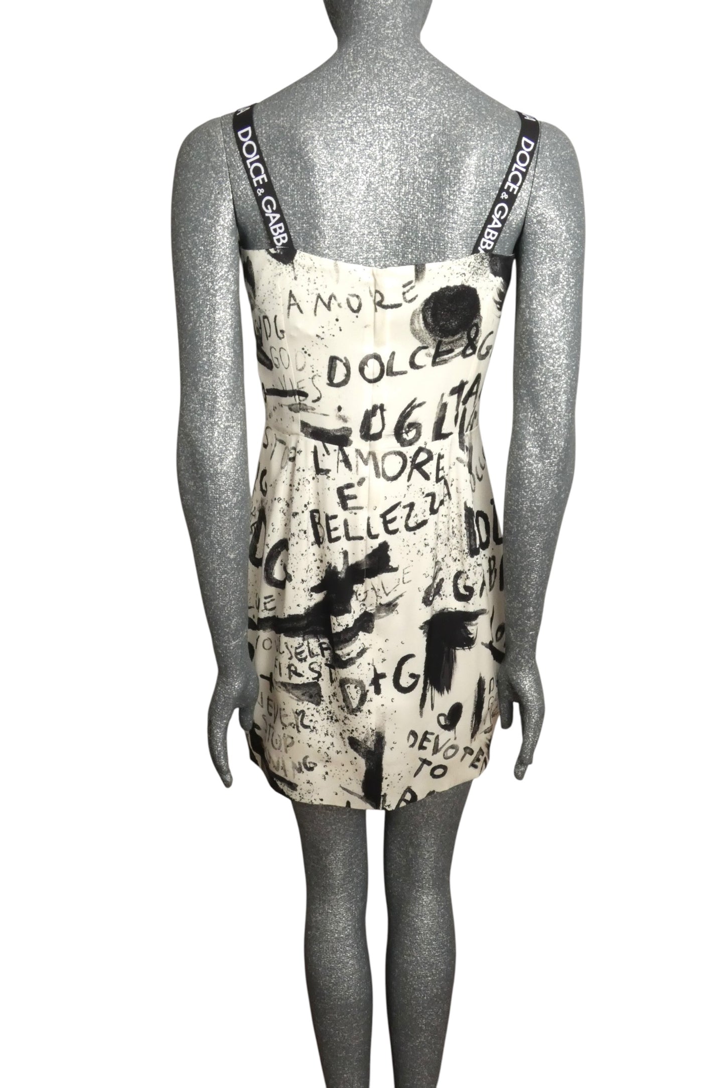 DOLCE & GABBANA - Graffiti Printed Silk Dress, Size-8