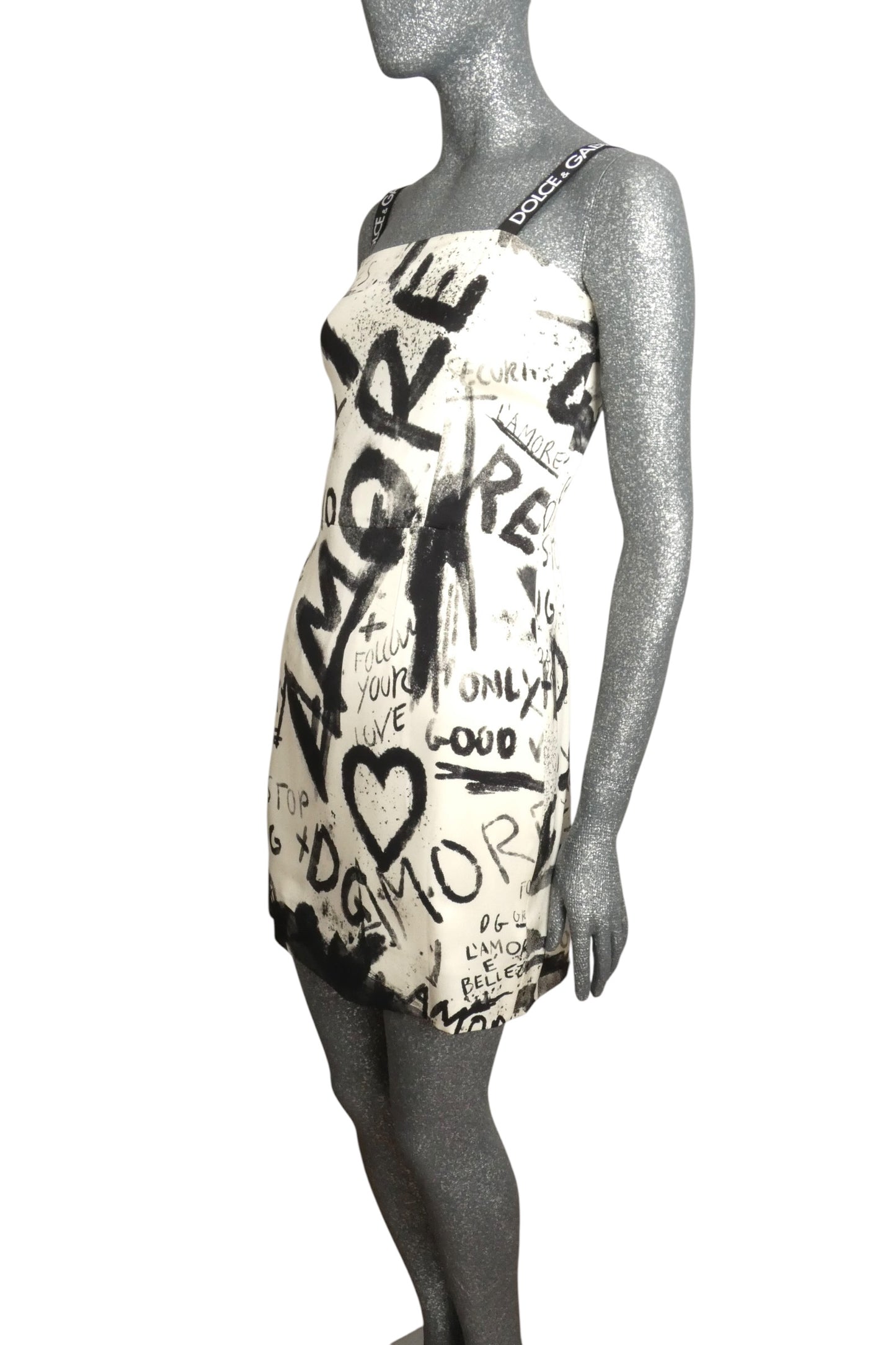 DOLCE & GABBANA - Graffiti Printed Silk Dress, Size-8