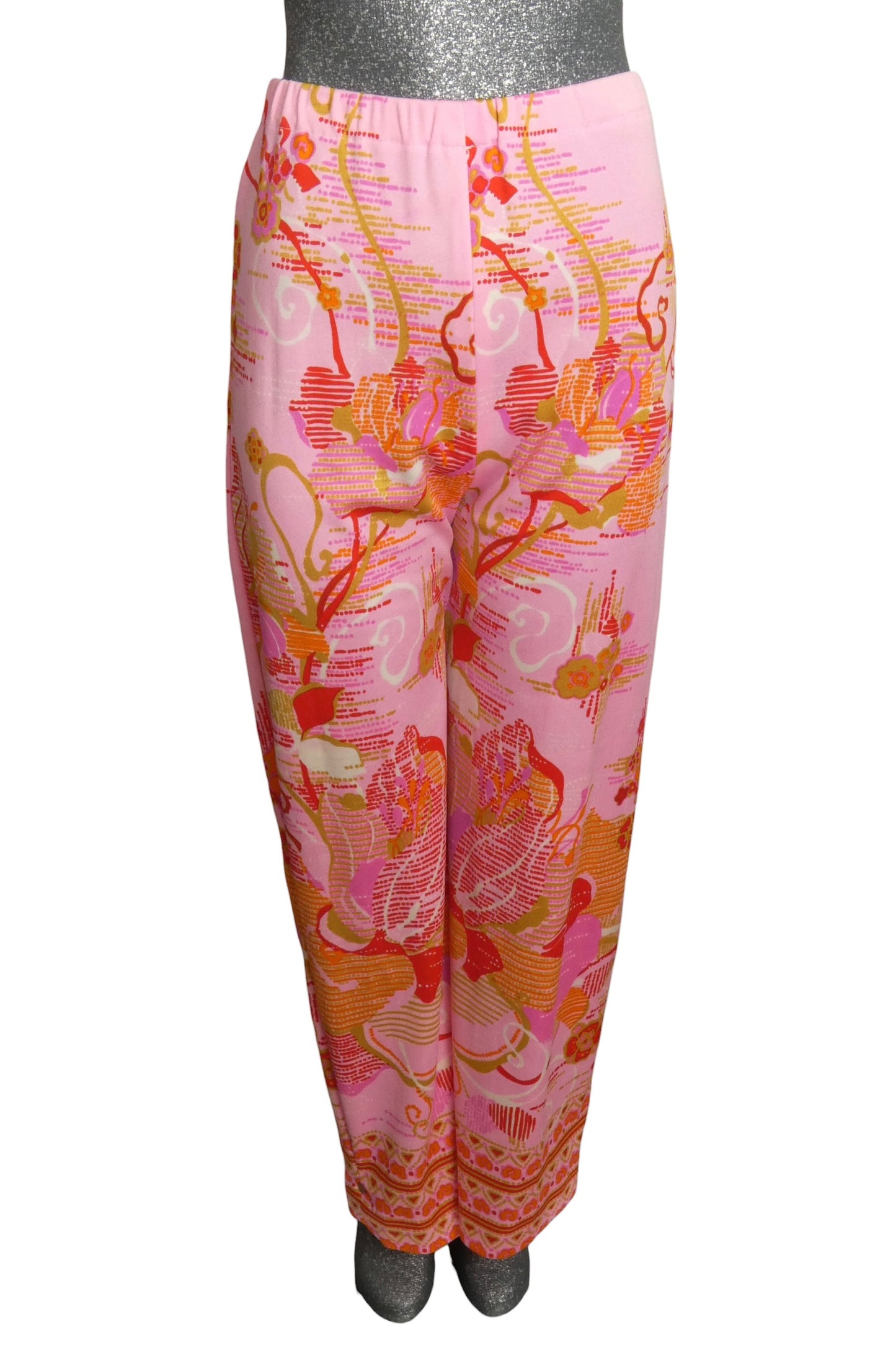 1970s Floral Knit Pant Ensemble, Size-8