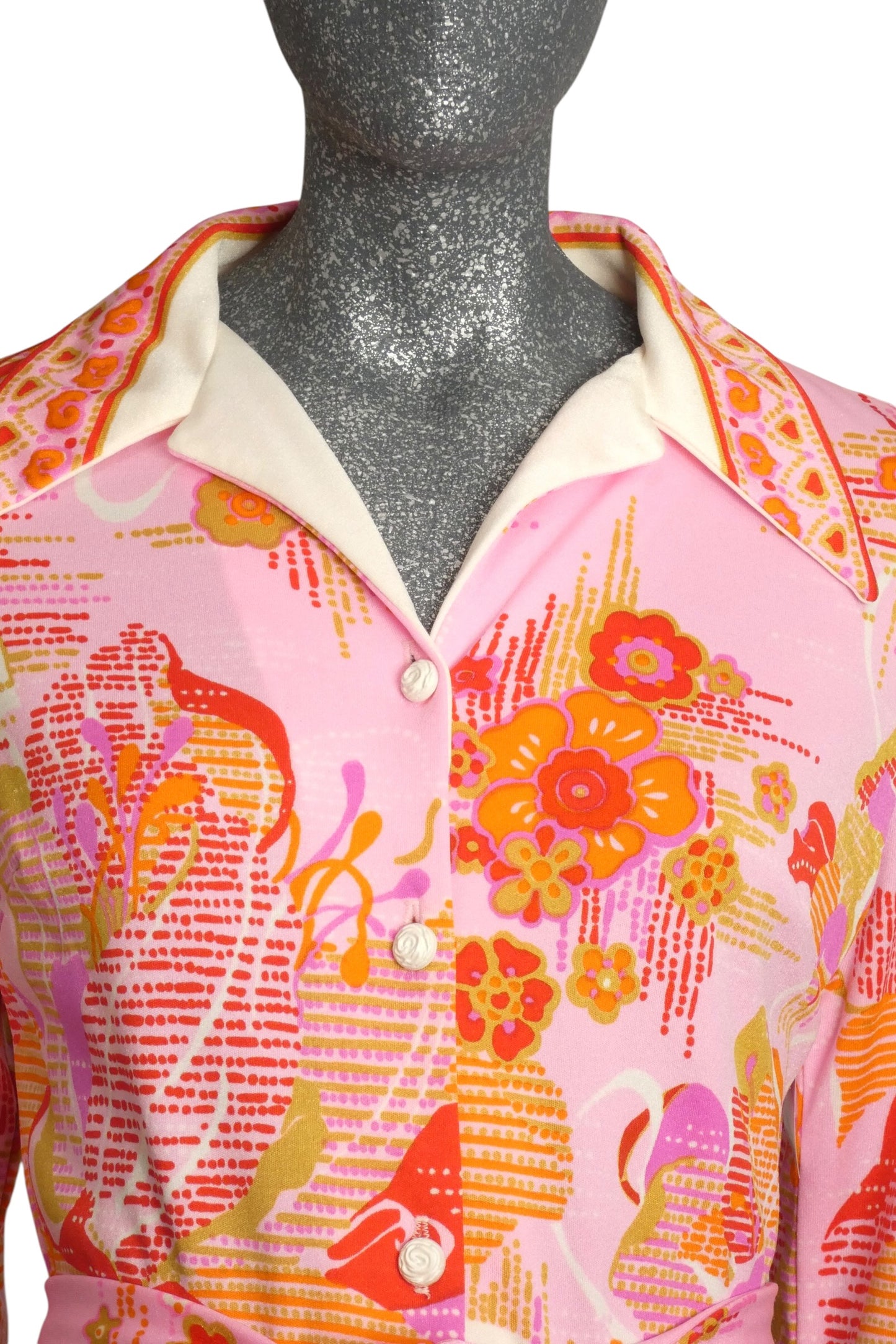 1970s Floral Knit Pant Ensemble, Size-8