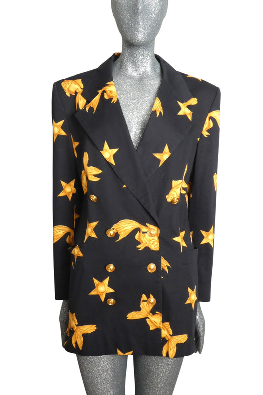 ESCADA - 1990s Printed Cotton Blazer, Size 10
