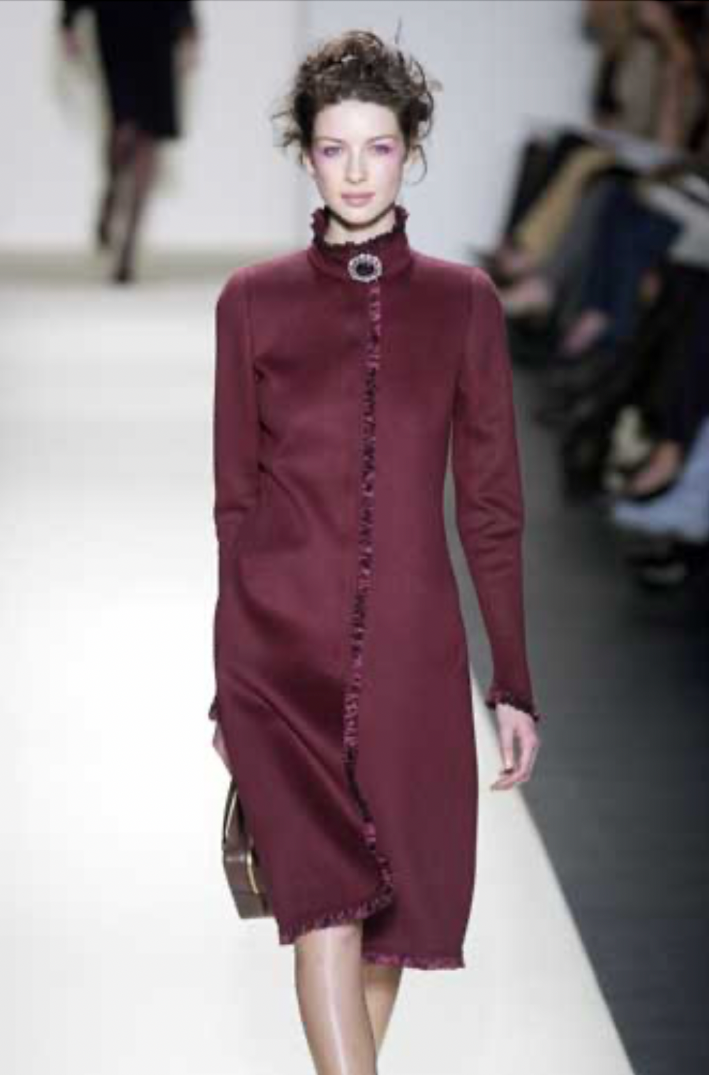 OSCAR DE LA RENTA- Burgundy Cashmere Coat & Skirt Ensemble, Size 8