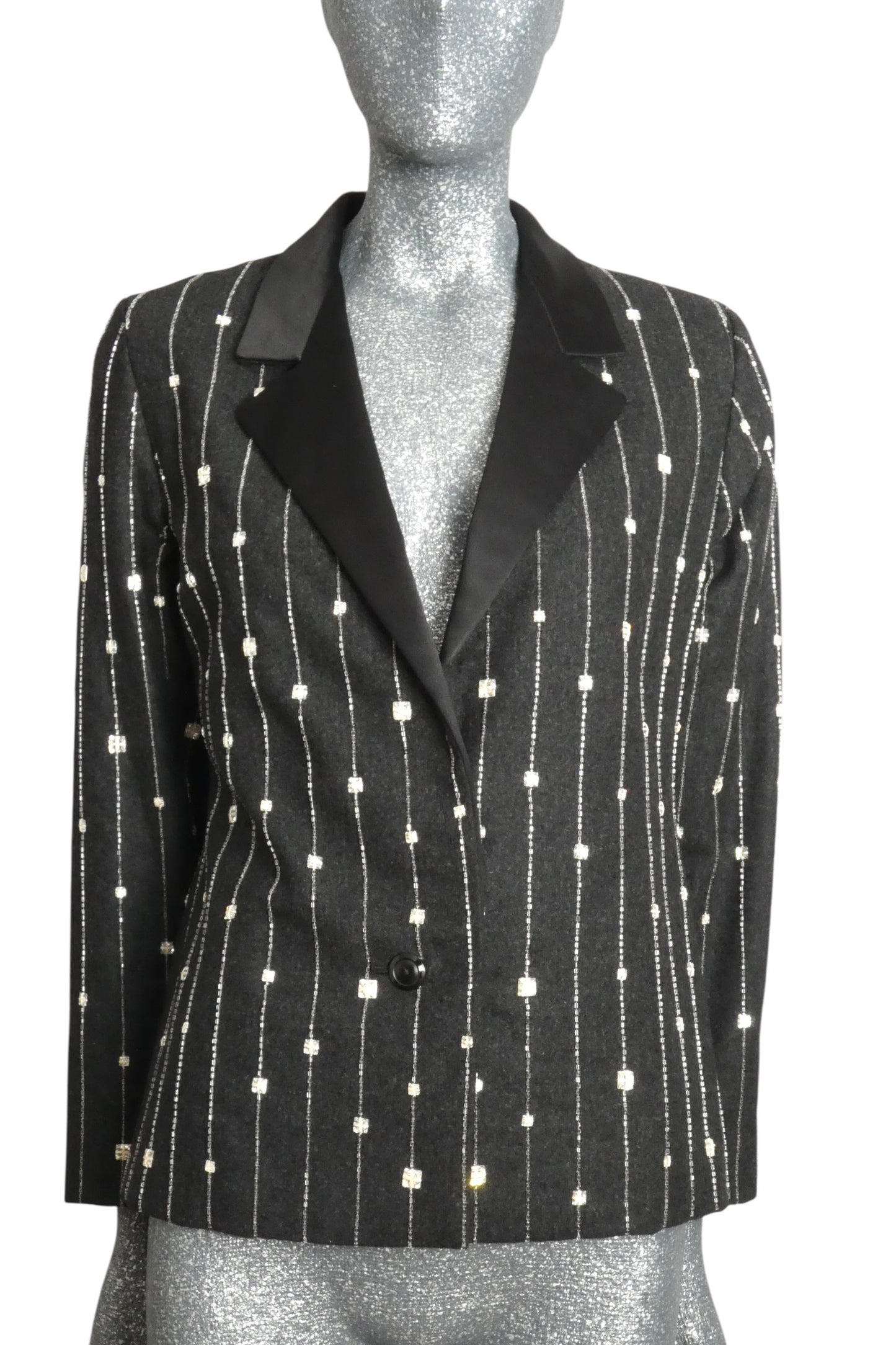 1980s Rhinestone Flannel Blazer, Size 8