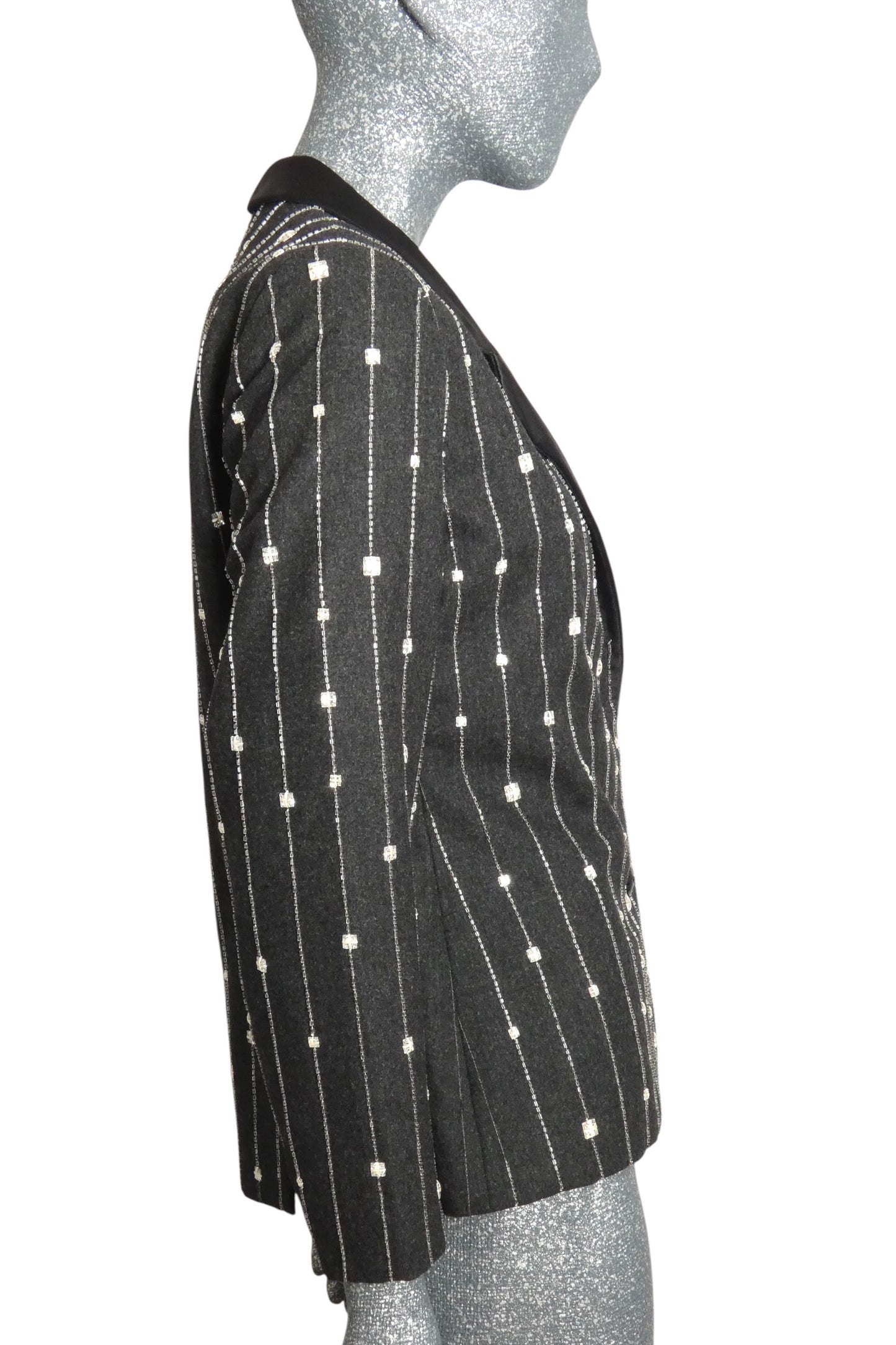 1980s Rhinestone Flannel Blazer, Size 8