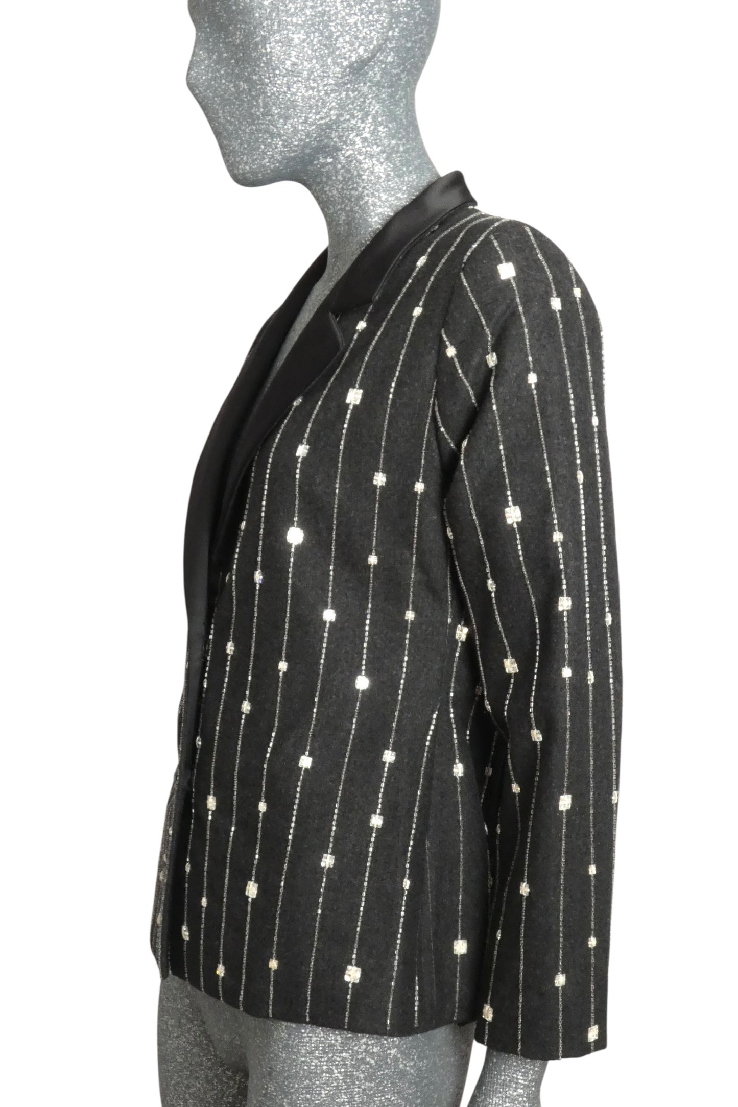 1980s Rhinestone Flannel Blazer, Size 8