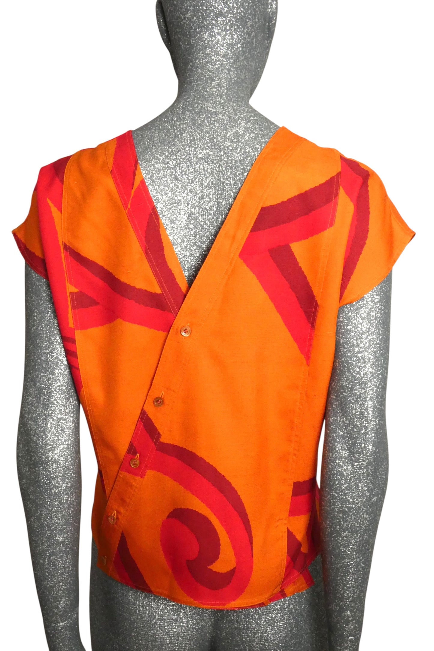 1985 Printed Silk Blouse, Size 8