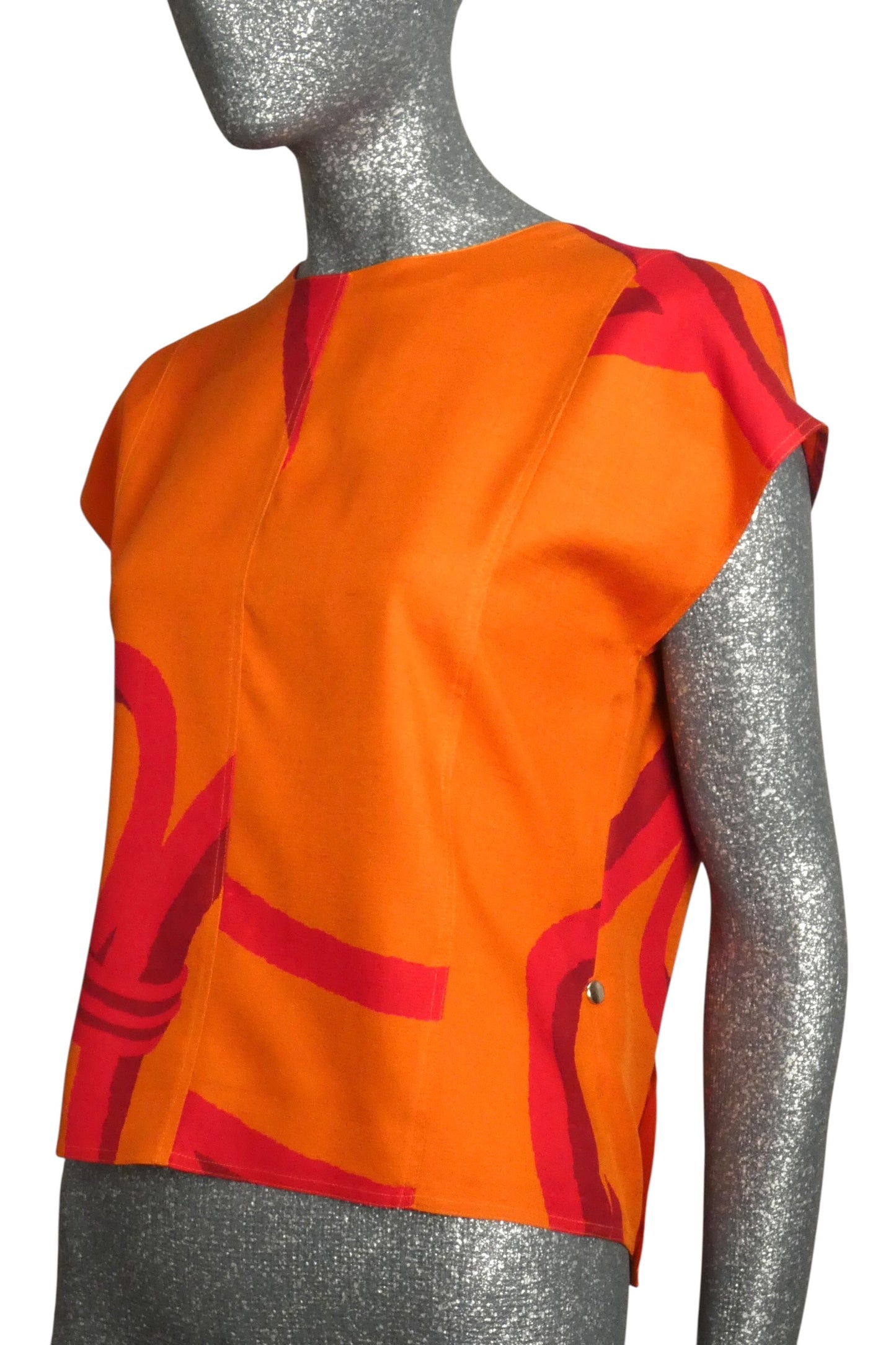 1985 Printed Silk Blouse, Size 8
