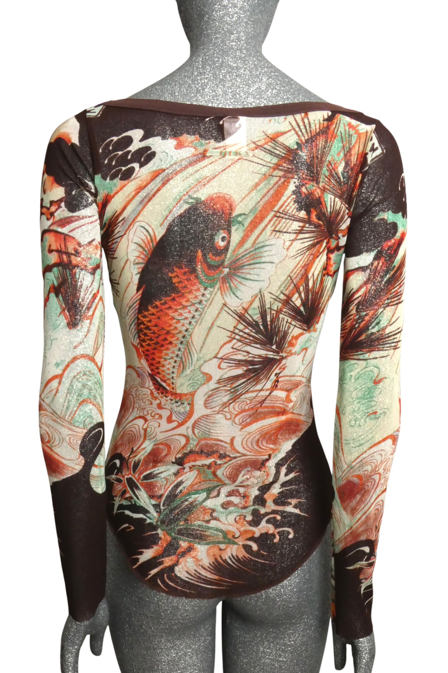 1990s Printed Mesh Blouse, Size Large