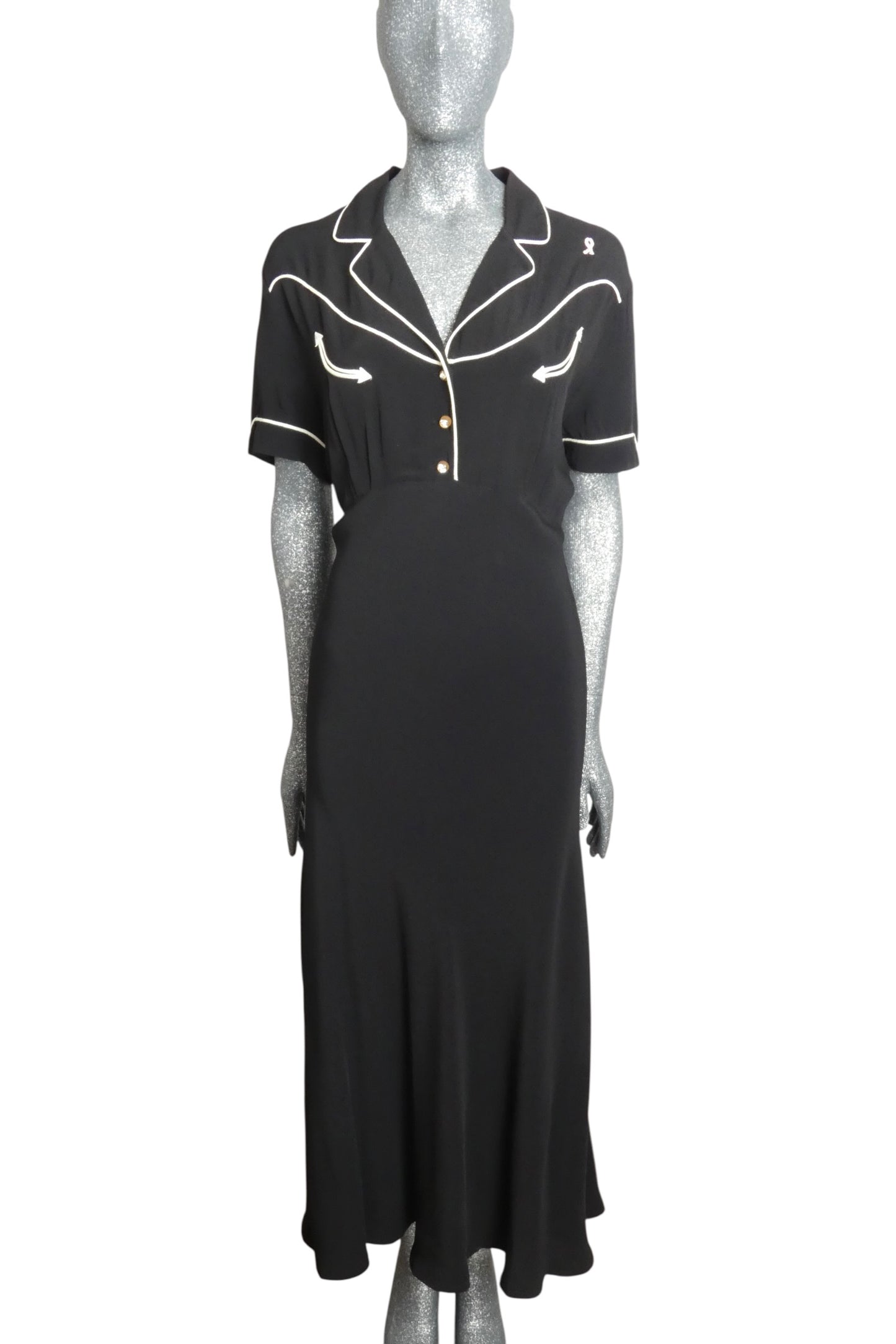 1990s Western Bias Crepe Dress, Size 14