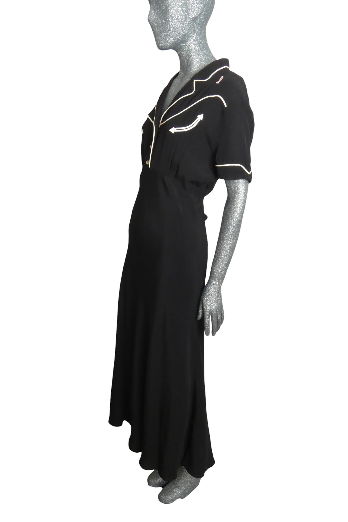 1990s Western Bias Crepe Dress, Size 14