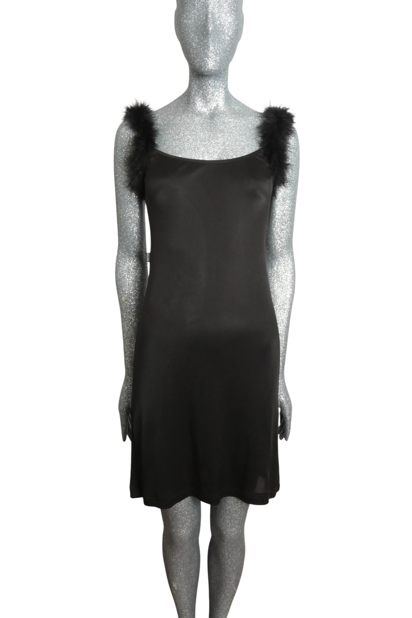 1990s Knit & Feather Slip Dress, Size 6