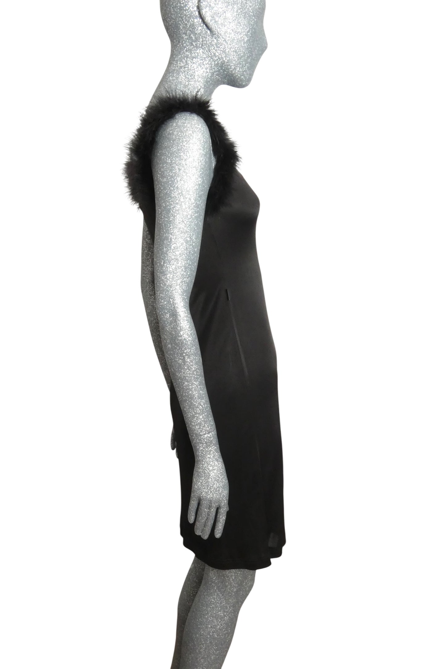 1990s Knit & Feather Slip Dress, Size 6