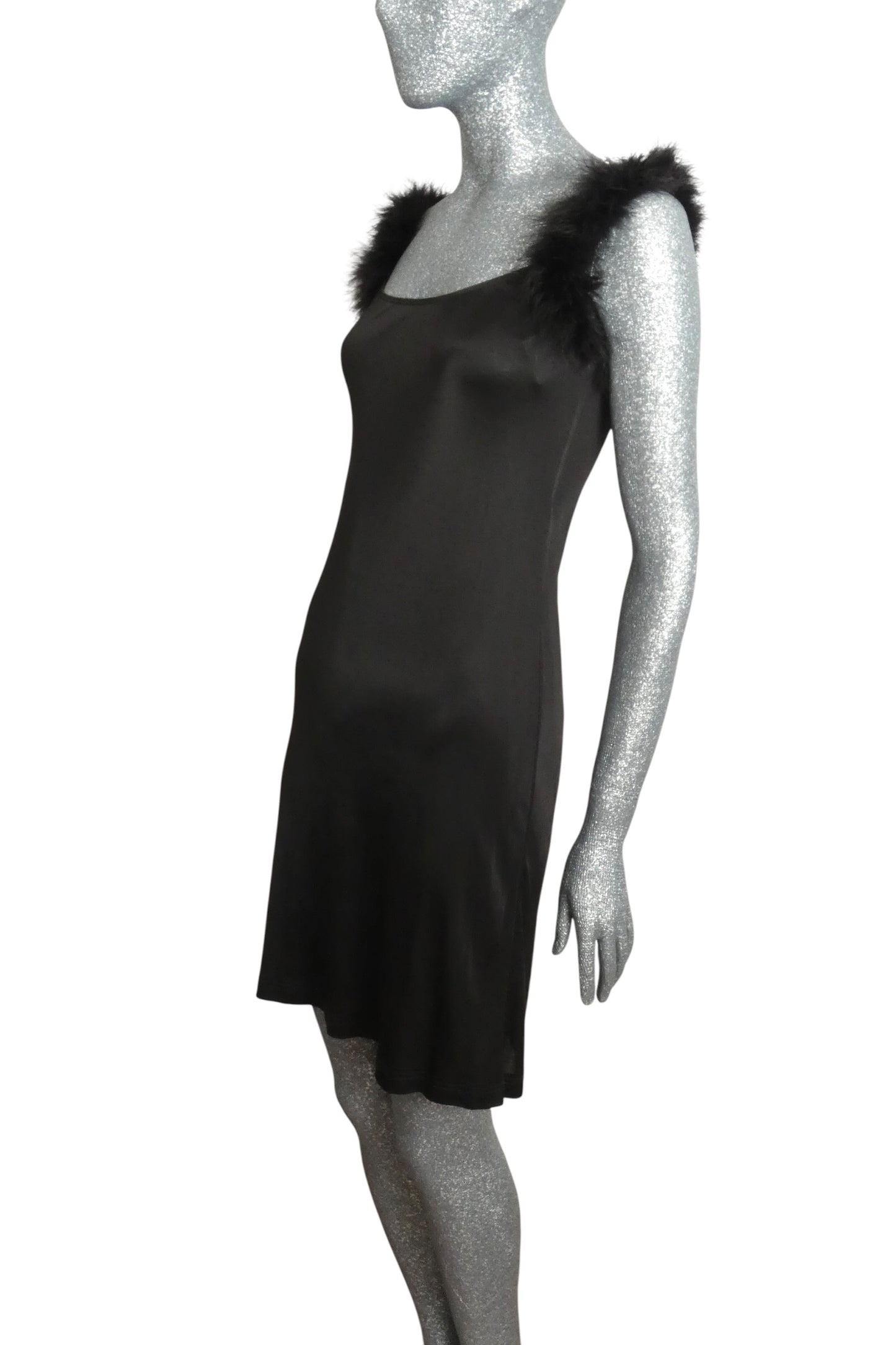 1990s Knit & Feather Slip Dress, Size 6