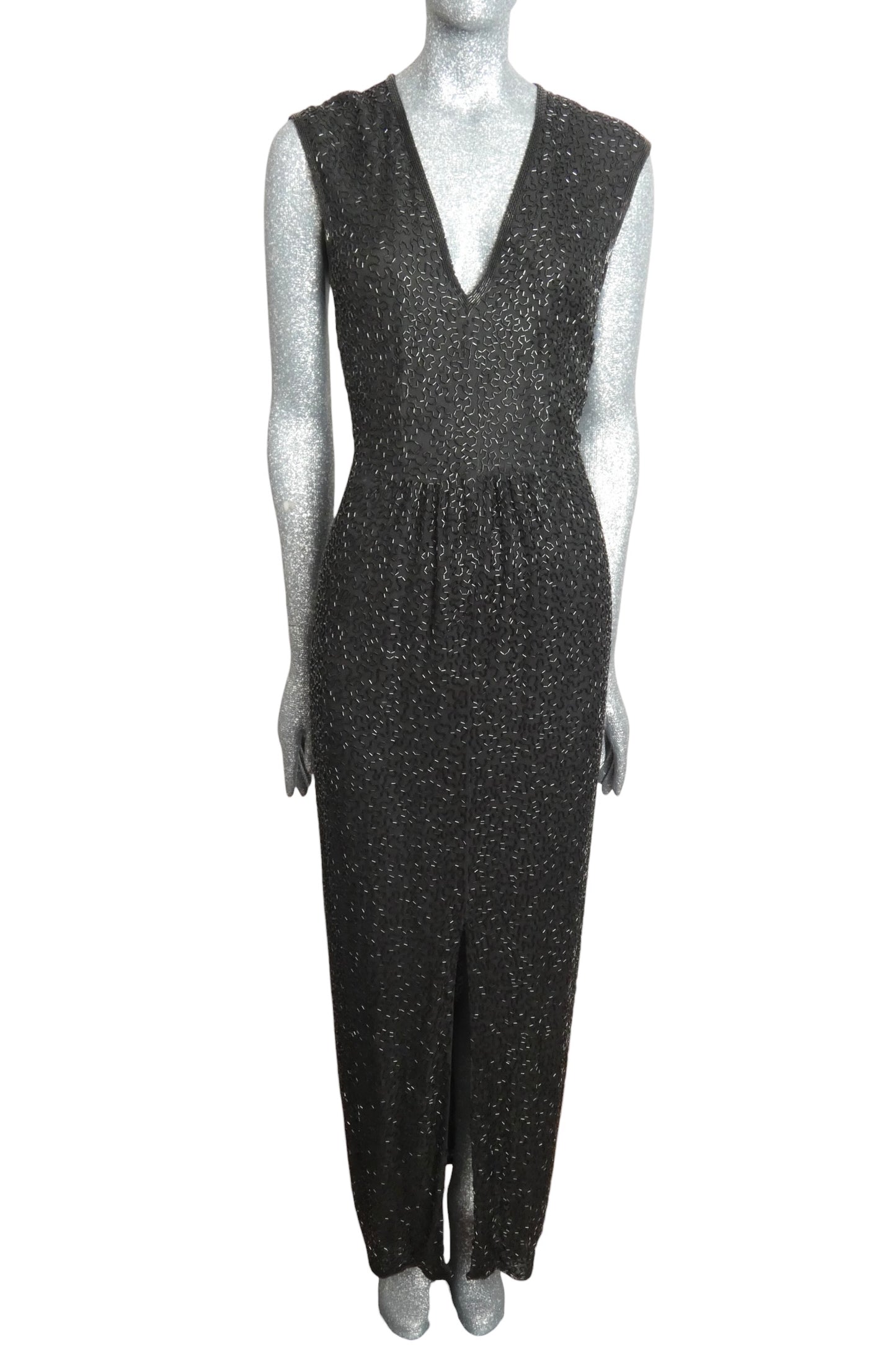 1980s Beaded Silk Evening Gown, Size 6