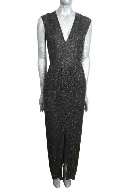 NAEEM KHAN RIAZEE - 1980s Beaded Silk Evening Gown, Size 6