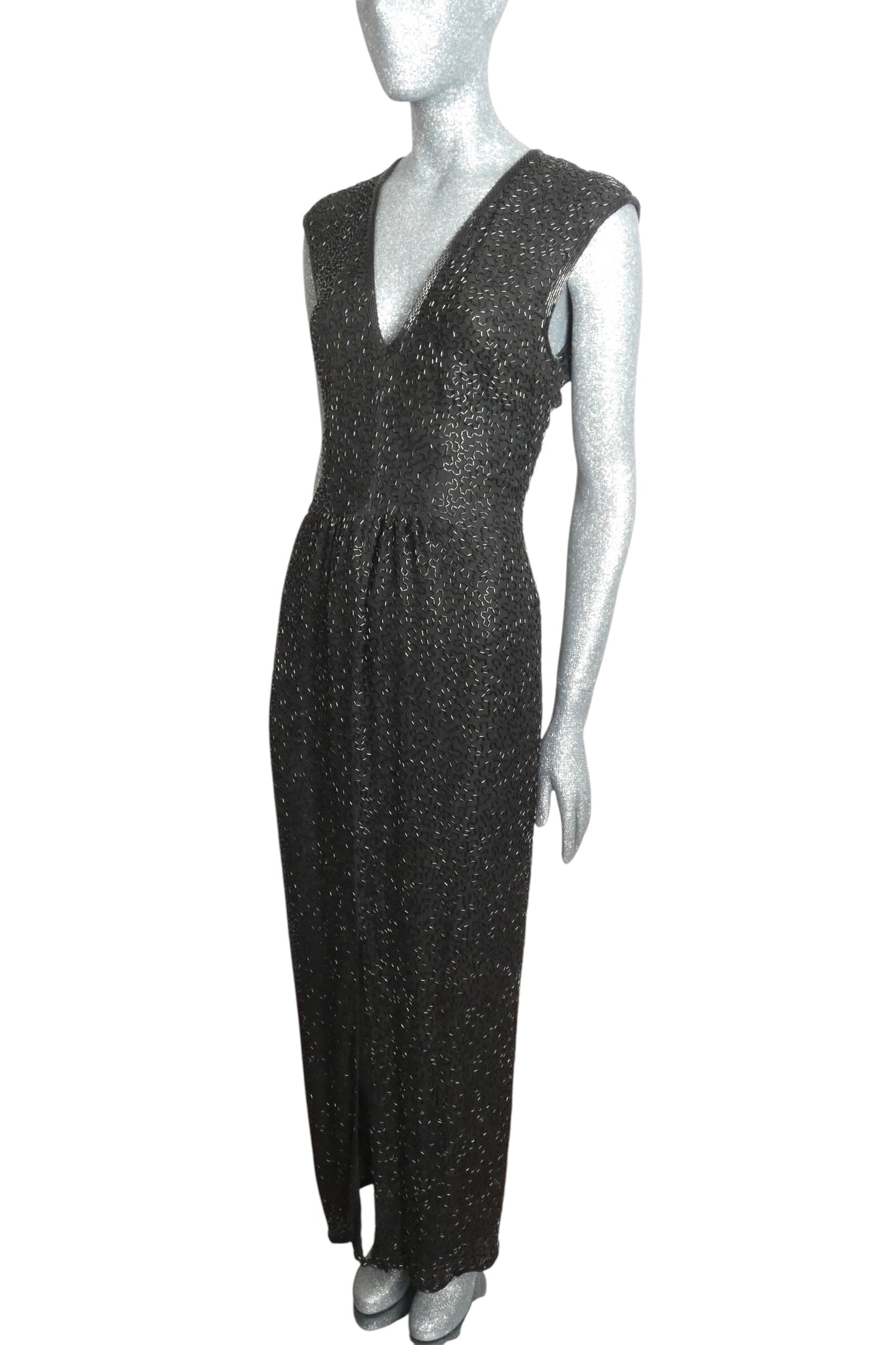 1980s Beaded Silk Evening Gown, Size 6
