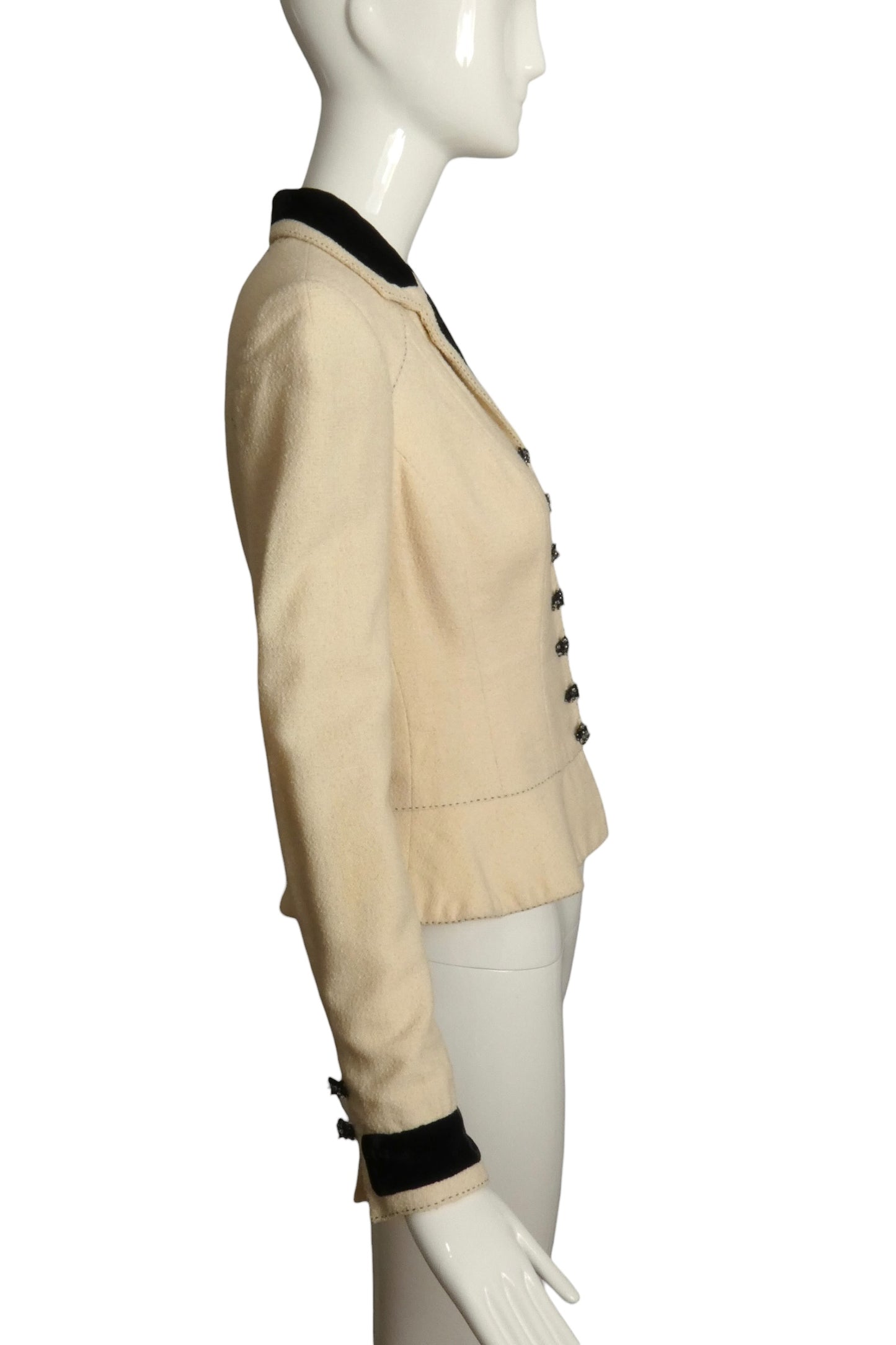 2003 Numbered Haute Couture Boucle & Velvet Blazer, Size 4
